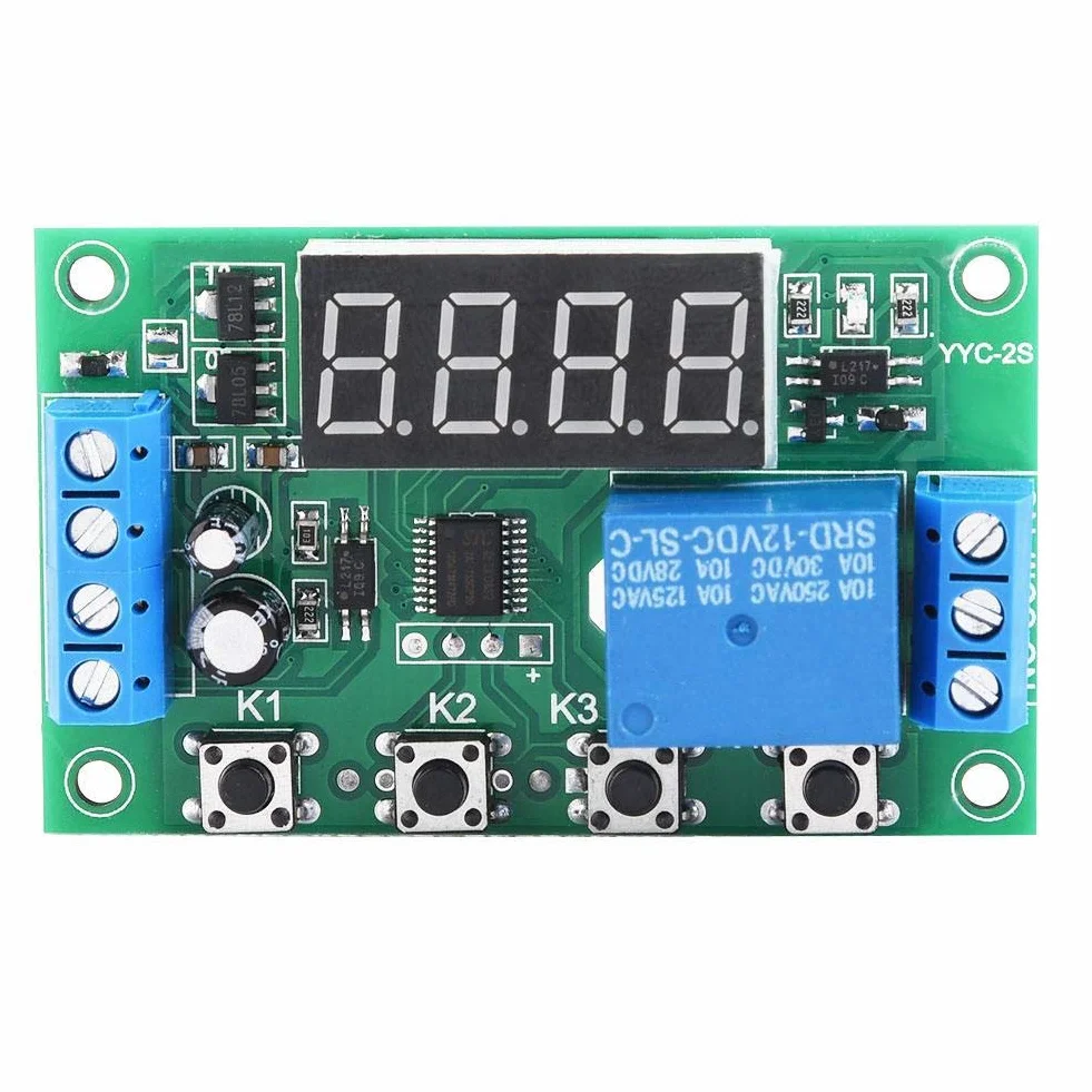 Timer Relay, YYC-2S Modulo di controllo automatico Interruttore di plastica regolabile Display a LED per elettrovalvola, pompa acqua, motore, cinghia leggera, ecc(12V)
