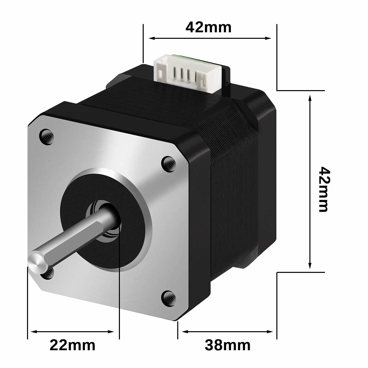 Nema 17 motore passo-passo 5PCS 42 x 38 mm 1.5A-3.8V 2 fasi 4 fili 1.8 gradi con 39 pollici cavo per Creality CR-10 10S Ender 3 stampante 3D/CNC estrusore e asse Y