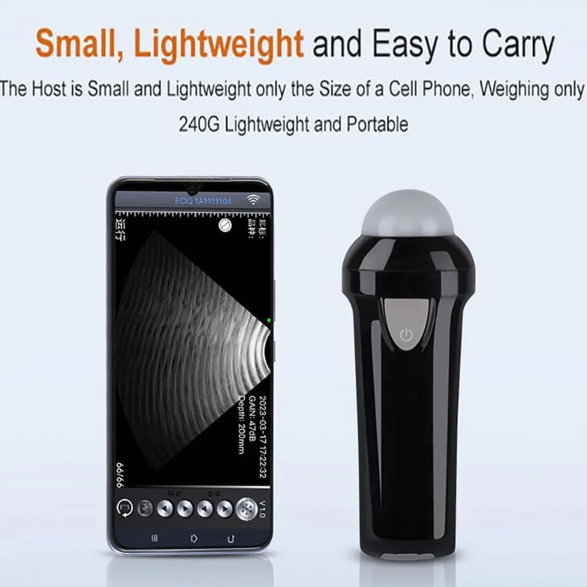Ecografo Veterinario, ecografo Portatile Wireless, con sonda Meccanica da 3,5 MHz, Dispositivo Portatile for Test di Gravidanza, for suini, Pecore e capre(White)