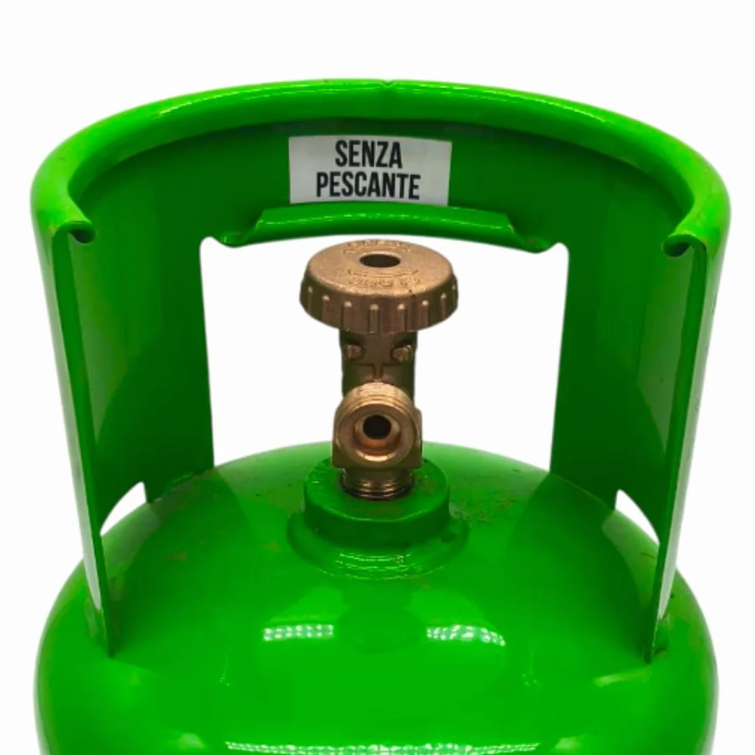 nr° 3 Bombole neutre vuote - capacità 7 Lt - per stoccaggio gas refrigerante - completa di valvola monofase (gas) uscita 21,7 x 1/14 destro - Usate quasi nuove