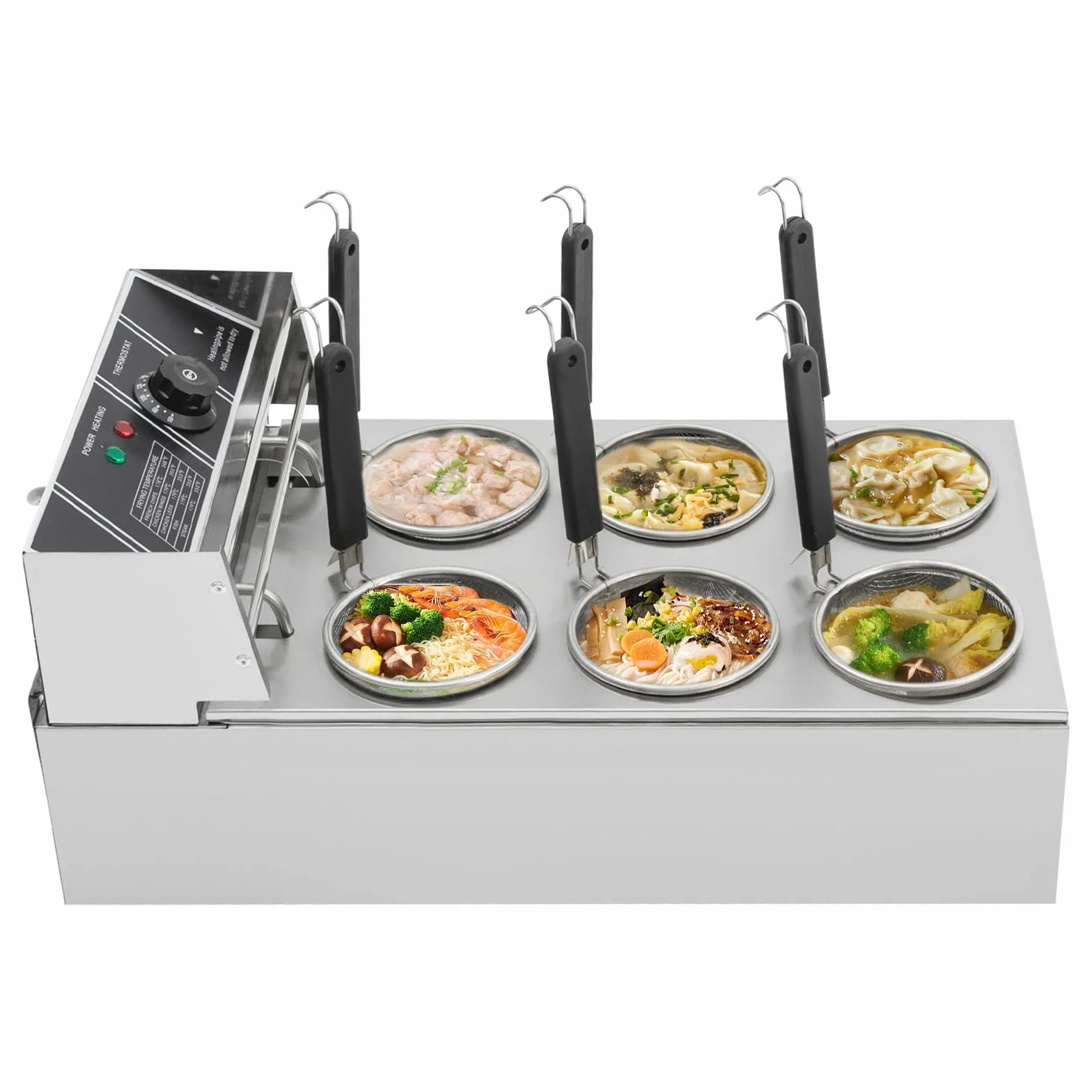 Macchina per pasta elettrica da 20 l, 2000 W, con 6 cestelli, temperatura regolabile 60 – 200 °C, per ristoranti e mense
