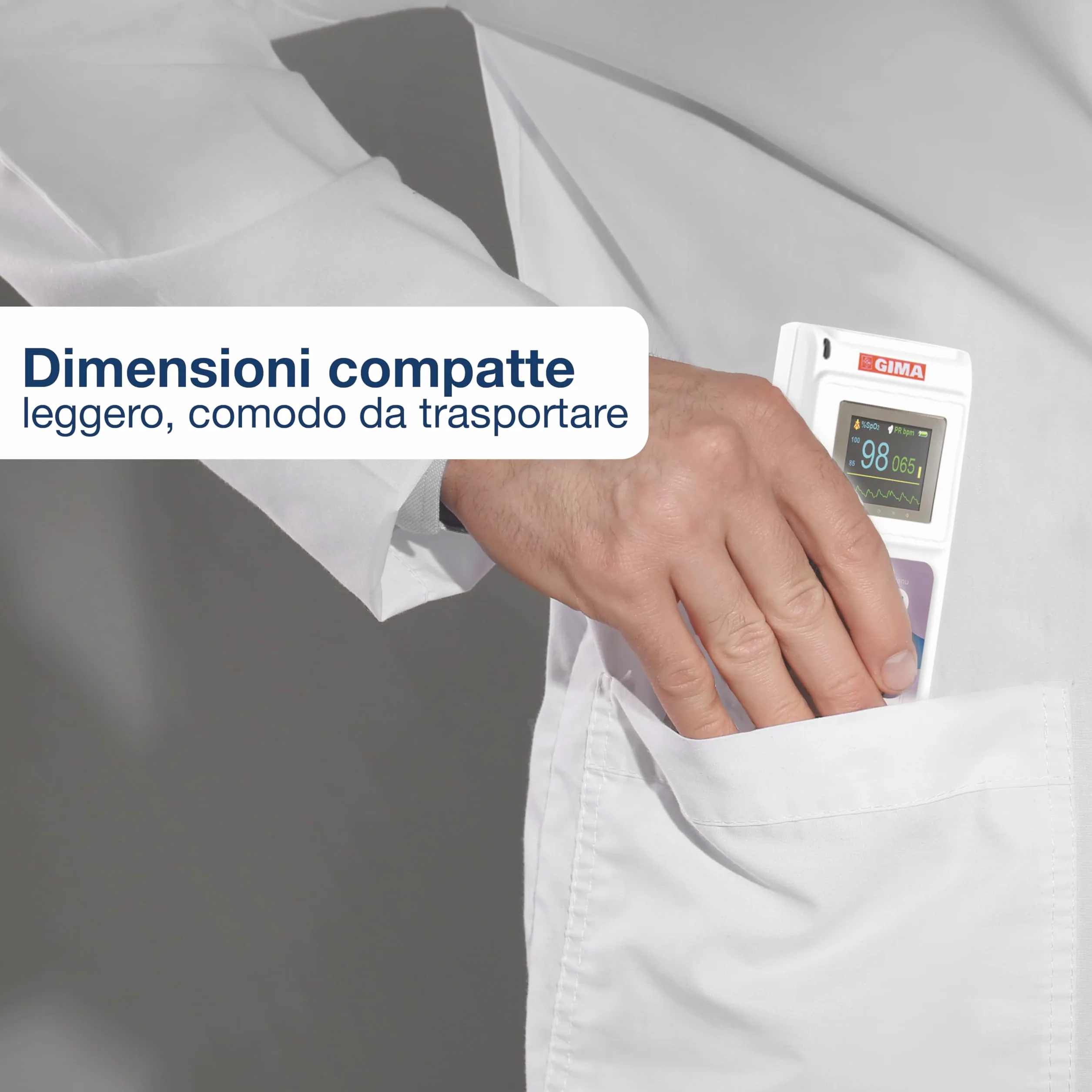GIMA - Pulsossimetro da dito portatile con display a colori e monitoraggio continuo, con software, 35100