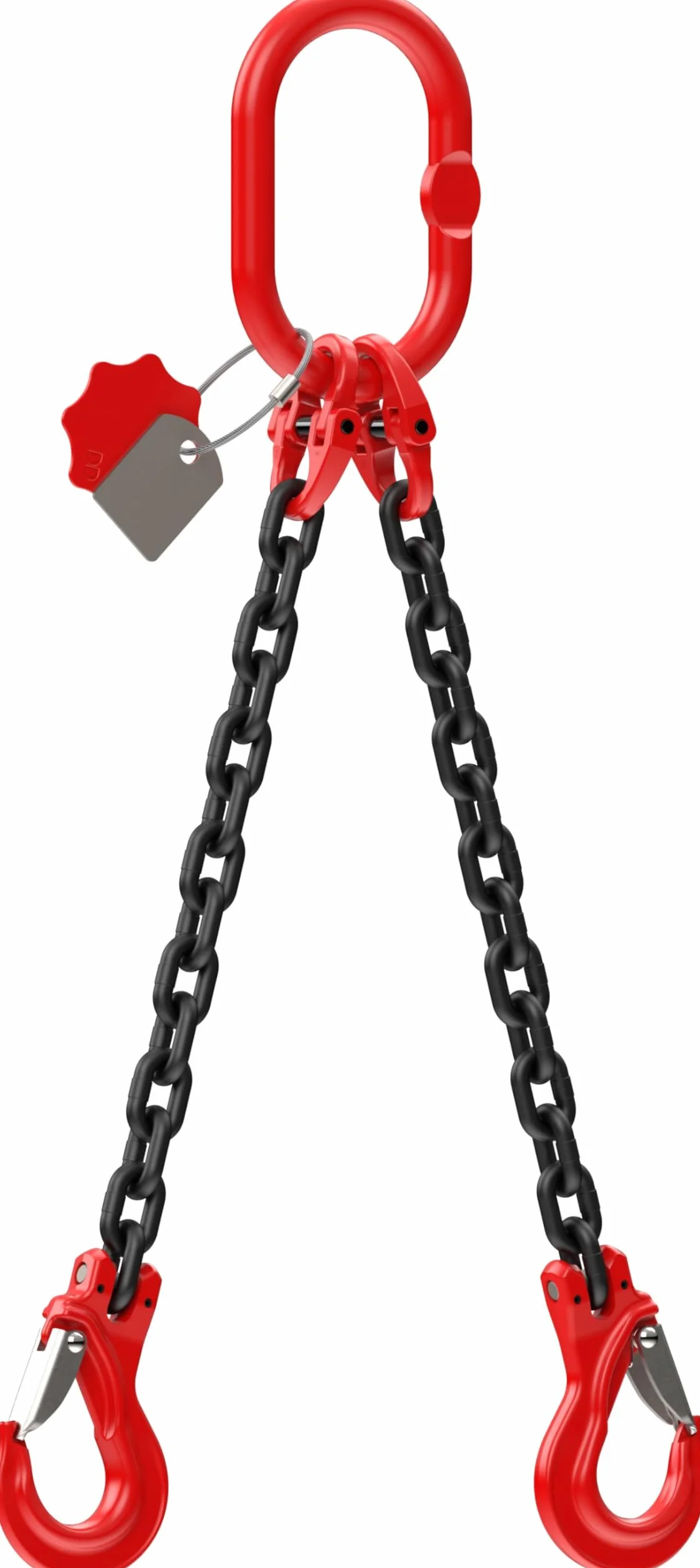 Dolezych DoKett - Catena a 2 fili, classe 8, lunghezza 1 m, catena per gru, con gancio a forcella, capacità di carico fino a 45°, 2000 kg fino a 60°