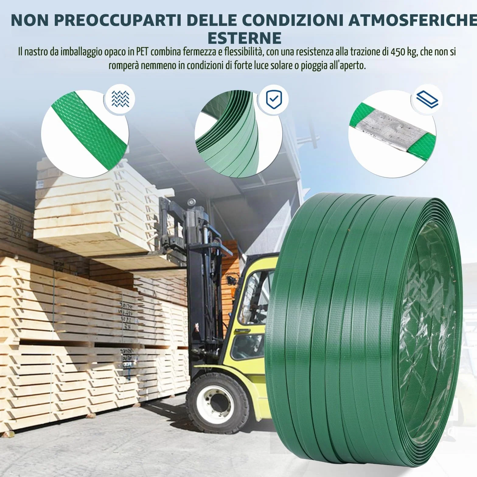 BAOSHISHAN Set di reggiatura manuale per impacchettamento per pallet resistente (1 tenditore, 1 sigillante, reggiatura in PET/poliestere da 200 metri, 100 fibbie, 20 angoli di imballaggio, 1 guanti)