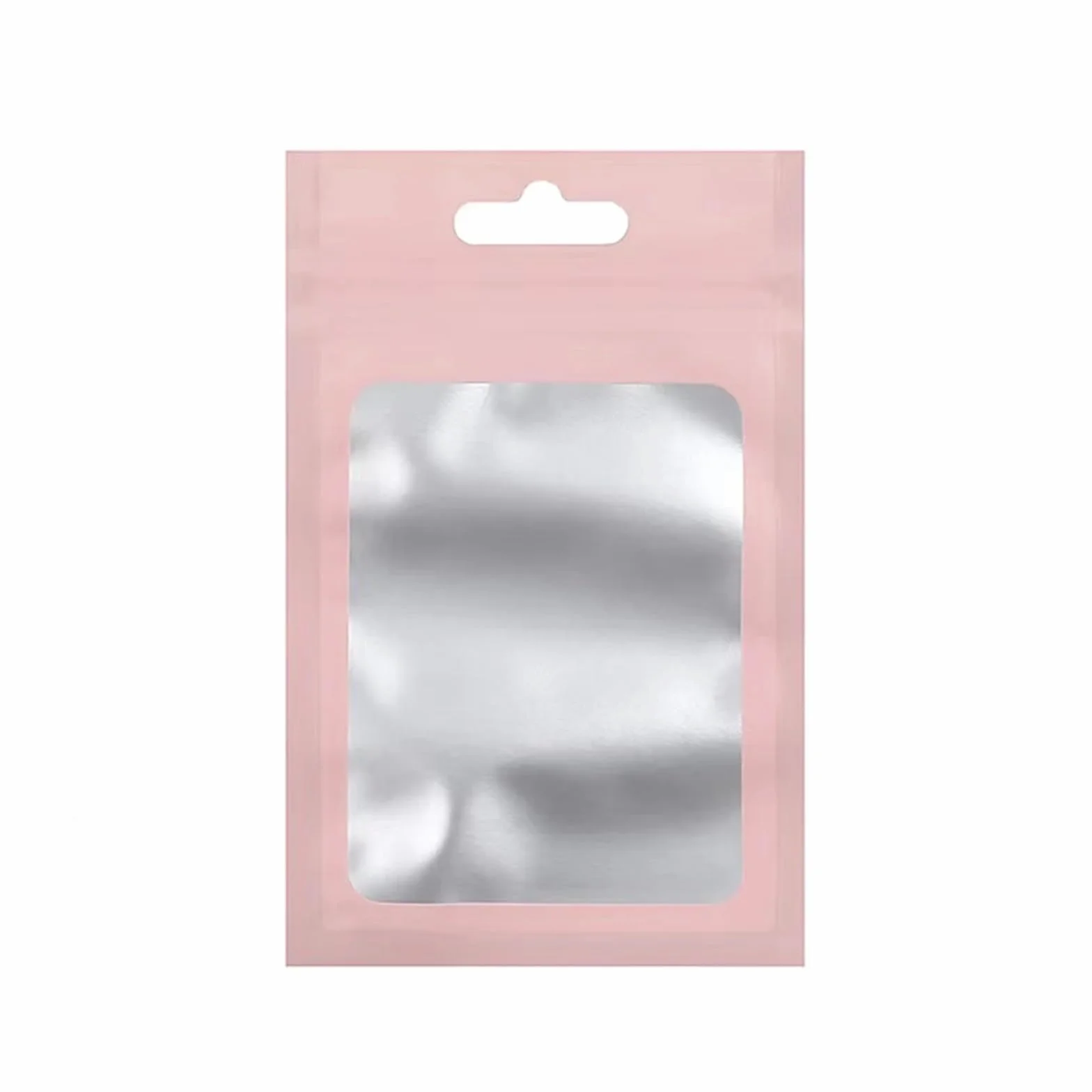 Sacchetti Mylar, sacchetti richiudibili, 100 pezzi di sacchetti di alluminio colorati con chiusura a zip, foro for appendere, finestra trasparente opaca, chiusura lampo autoadesiva(Pink,16X24CM-OTHER)