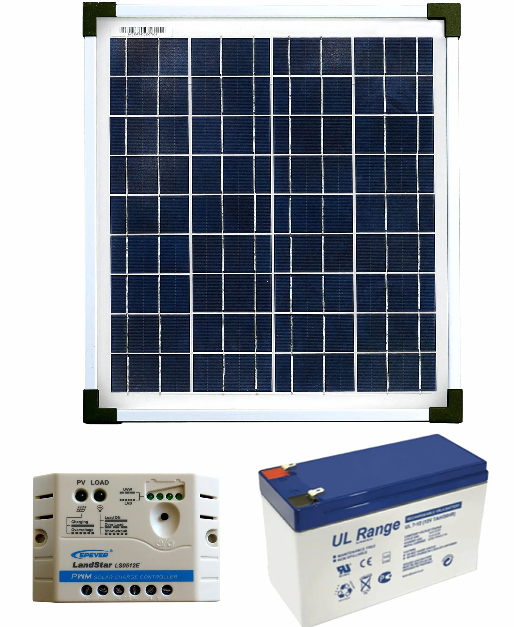 Kit pannello solare 5 W, 12 V, alta efficienza con batteria e regolatore 5 A