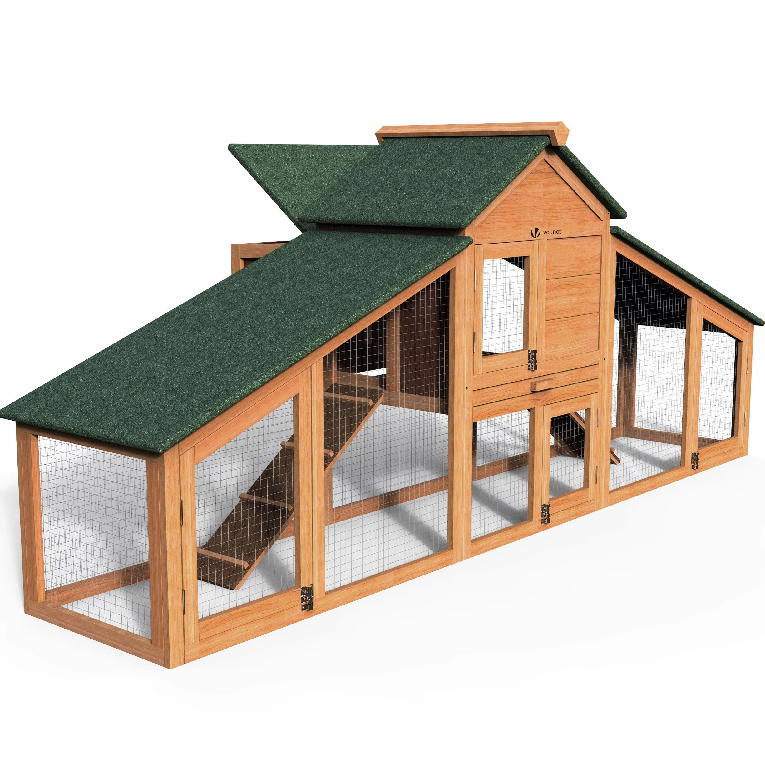 VOUNOT® Pollaio in Legno, Pollaio per Galline ovaiole da Esterno, Gabbia di Pollo Grande, 210 x 85 x 85cm