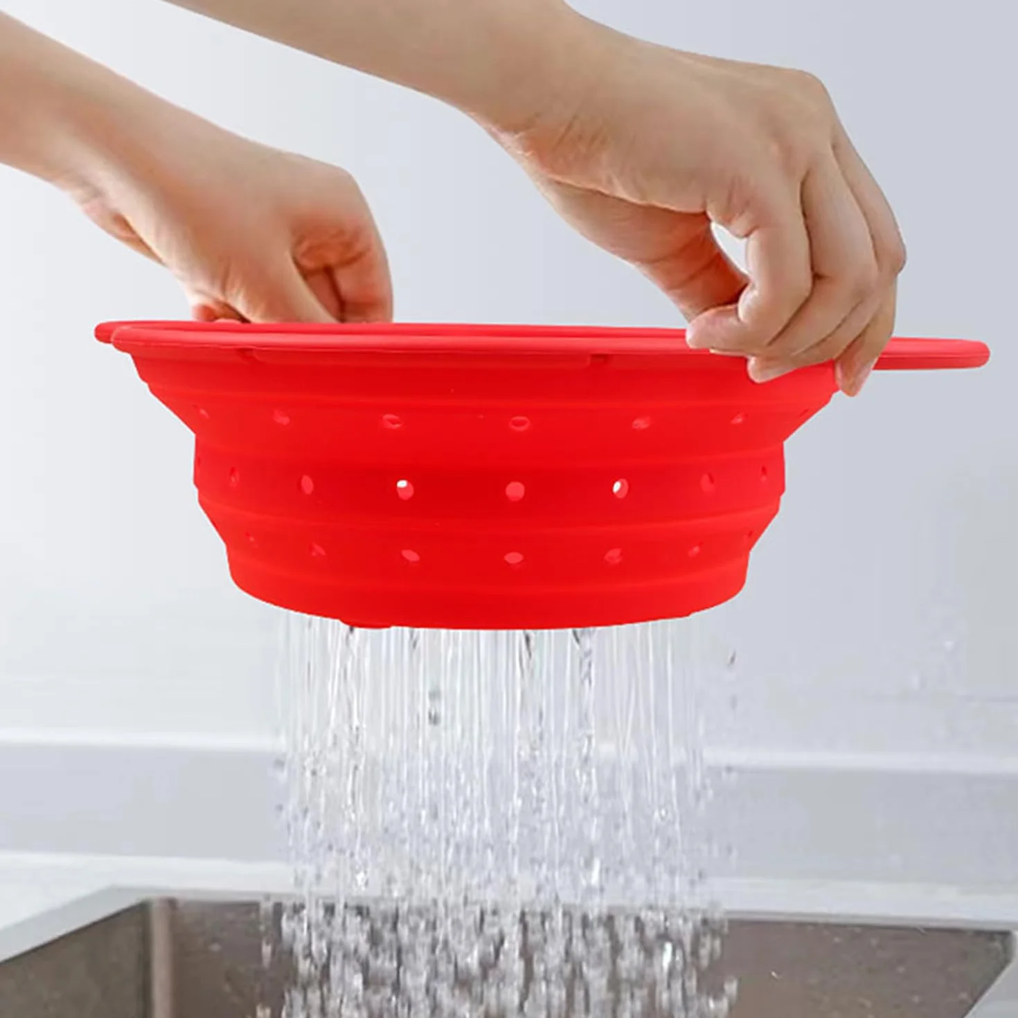 Cestello Di Scarico In 2 Pezzi, Cestello Di Scarico In Silicone, Cestello Di Scarico Pieghevole, Cestello Di Scarico Per Frutta E Verdura, Strumenti Per Lavare La Cucina, Forniture Da Cucina