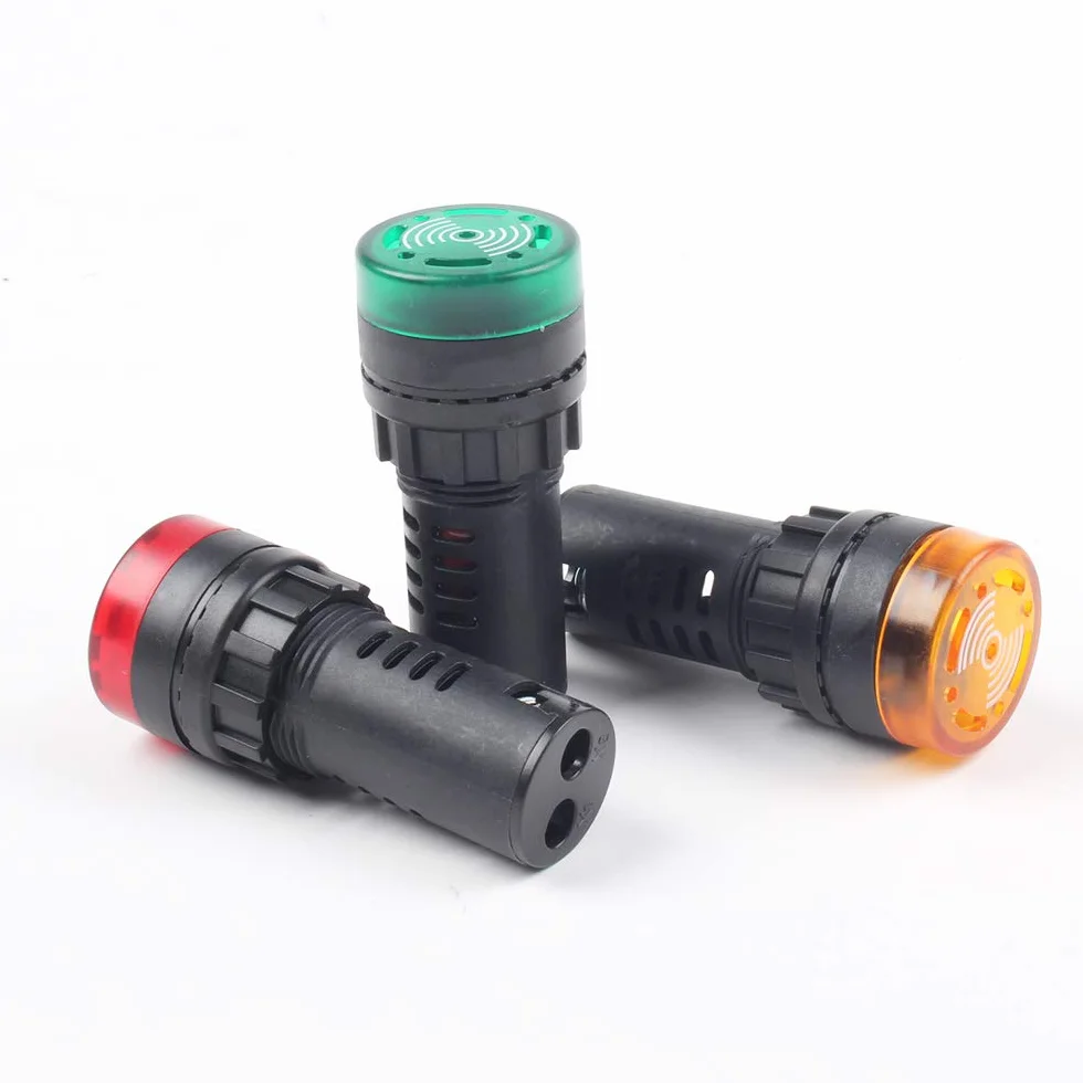 Indicatore luminoso rosso/giallo/verde con cicalino AC/DC 24V/220V montaggio a pannello 22mm