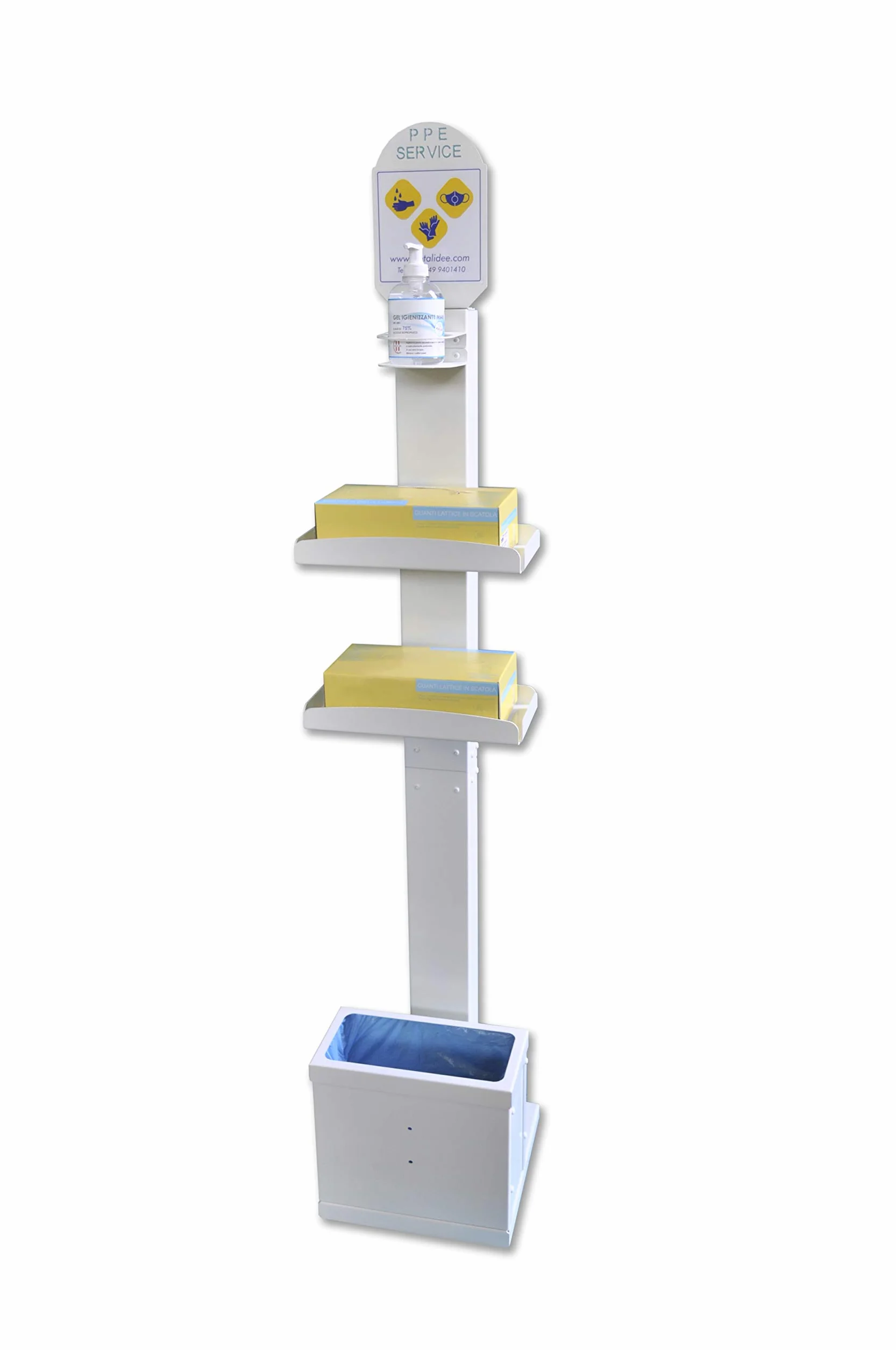 PPE-SERVICE, distributore a colonna per dispositivi di sicurezza individuale (BIANCO LUCIDO)