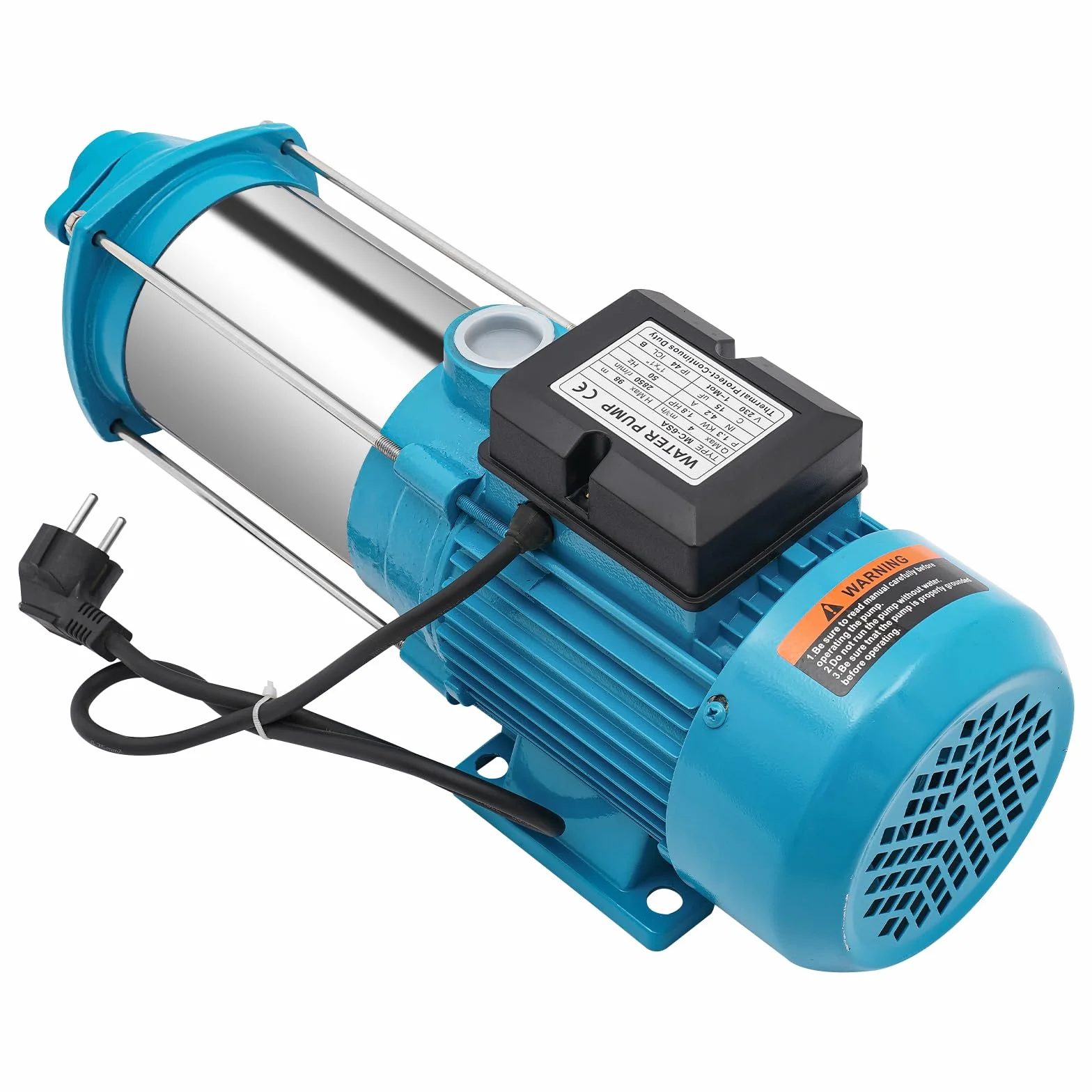 Pompa rotativa da 1300 W, pompa rotativa in acciaio inossidabile 1,8 HP 220 V per uso domestico e giardino con interruttore a pressione, pompa a getto per fattorie, stagni, giardini, irrigazione