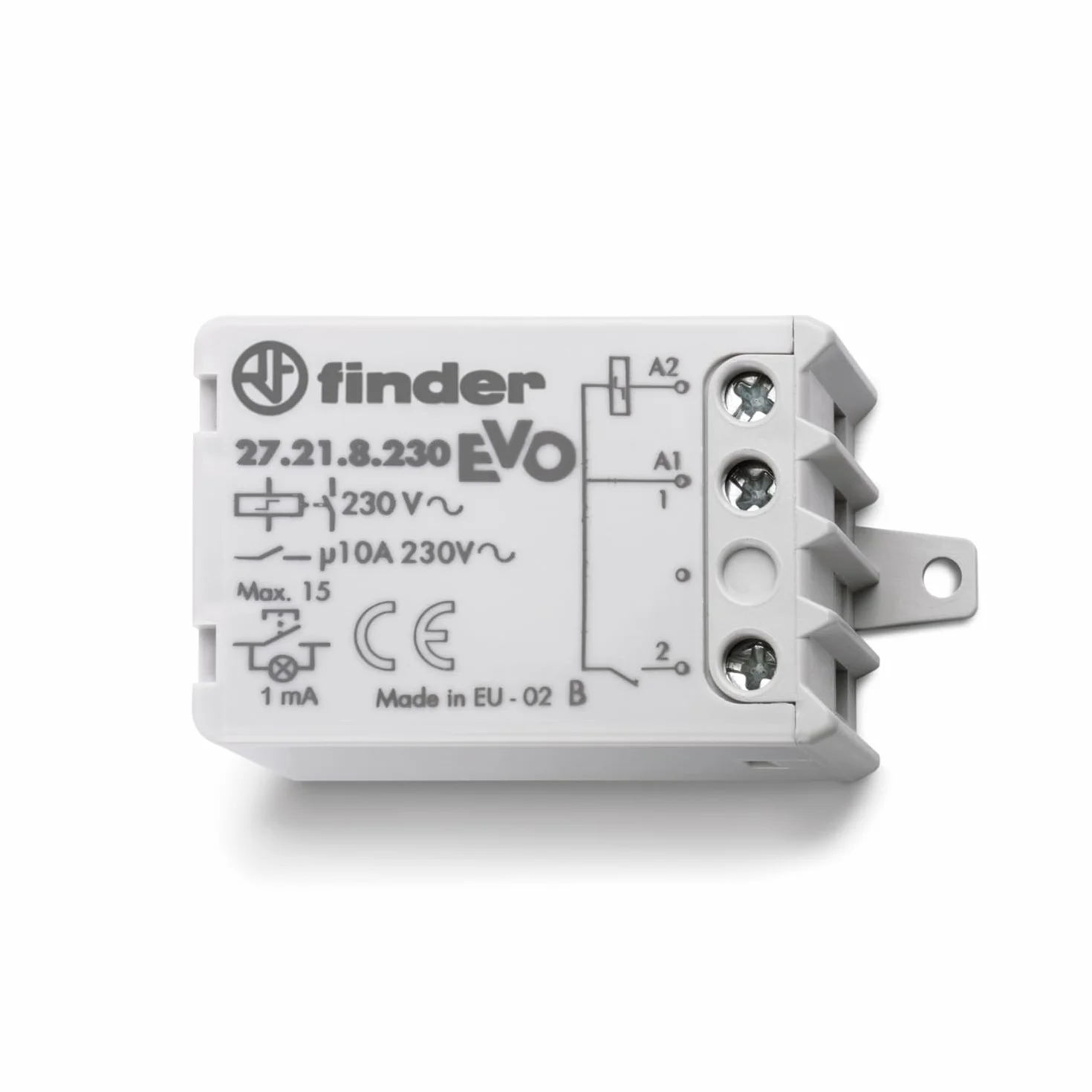 Finder Relè elettromeccanico ad impulsi Tipo 27.21, con circuito bobina e contatti ad eccitazione comune con 1 contatto NO.