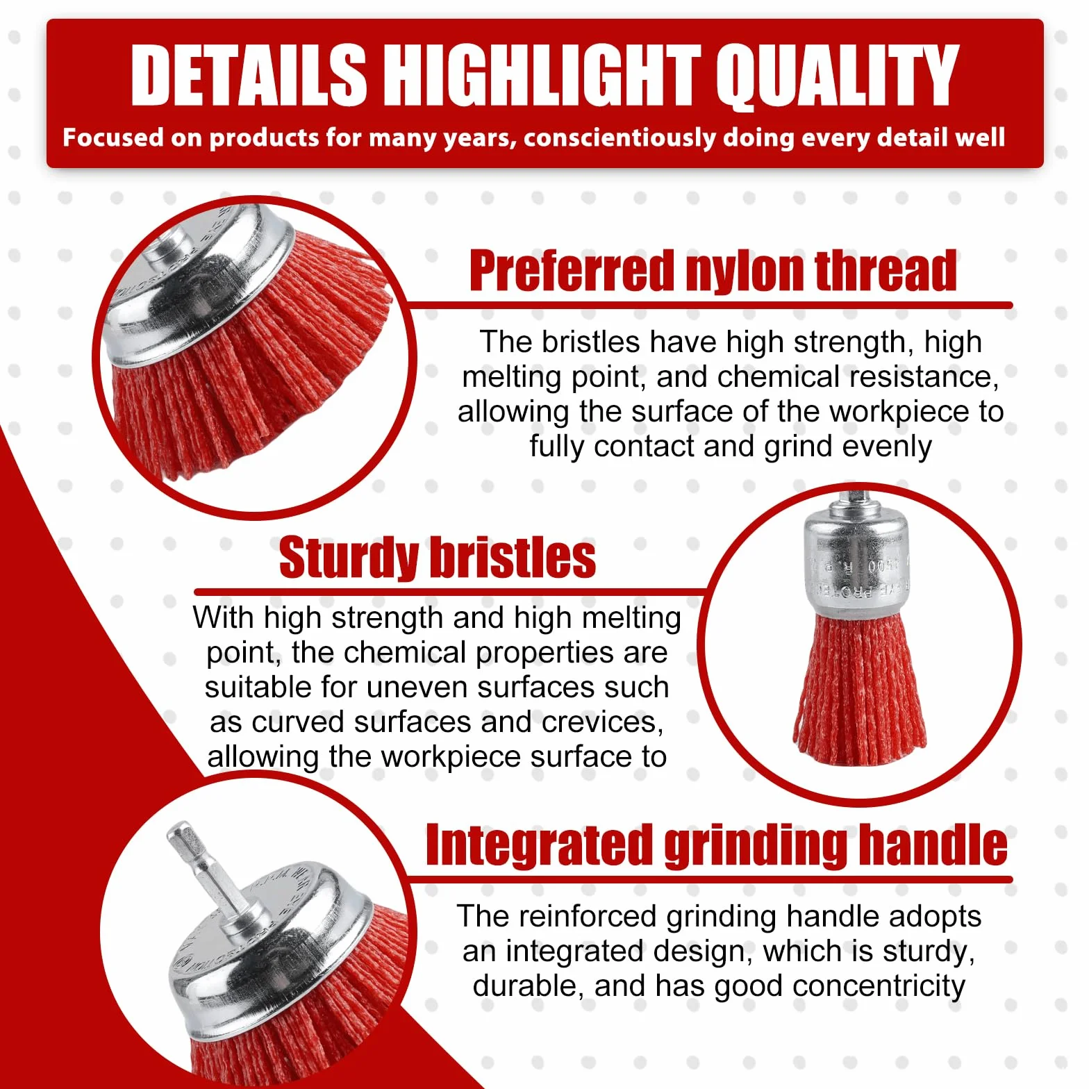 10 spazzole in nylon, filo di nylon con attacco esagonale da 1/4", per trapano, 6 misure, set di spazzole in nylon per rimuovere ruggine e filo abrasivo