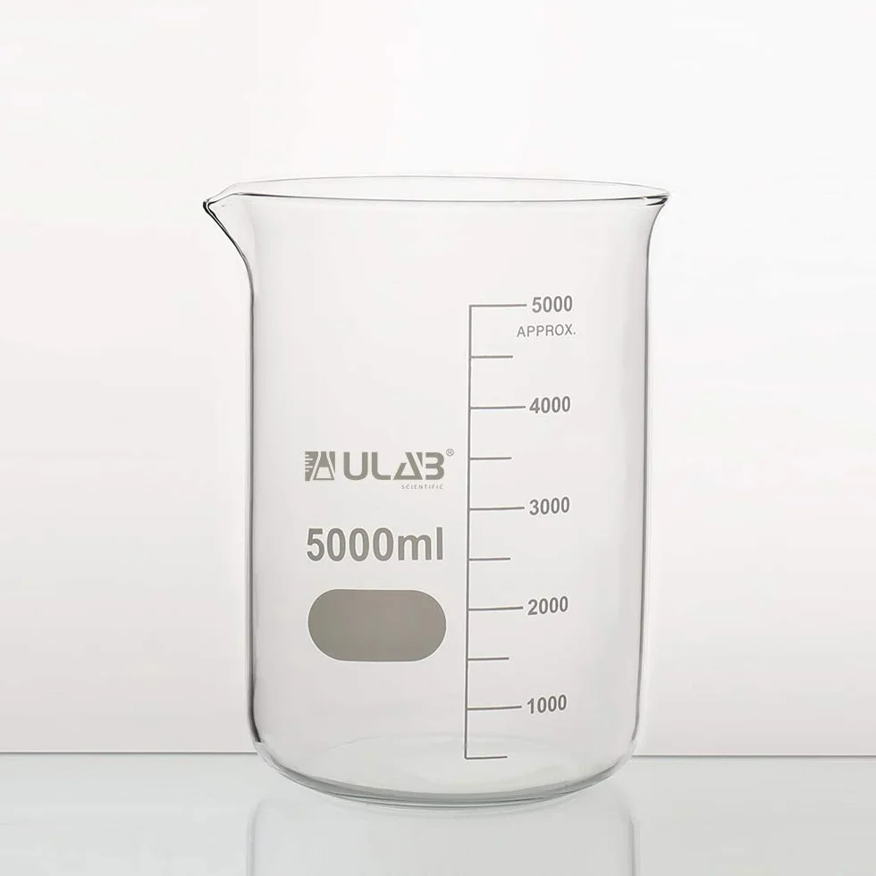 ULAB Bicchiere in vetro a bassa forma, Vol.5000ml, Vetro borosilicato 3.3, graduazione stampata, UBG1024