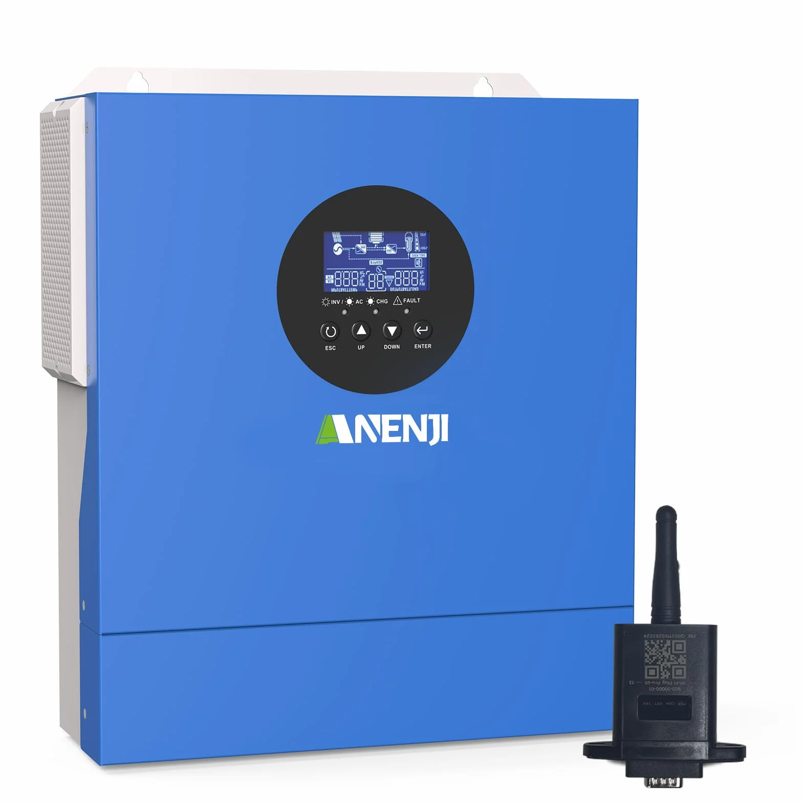 2000W Inverter Ibrido 12V Inverter Fotovoltaico a Onda Sinusoidale Pura, MPPT da 60A Tensione di Ingresso Fotovoltaica Massima di 160V, Adatto Per Batterie al litio da 12V, con Modulo WiFi
