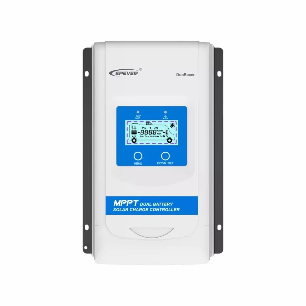 EPEVER® 20A MPPT Regolatore di Carica Solare a doppia Batteria 12V/24V Automatico con Display LCD per Camper barca Rimorchio adatto a Batterie sigillate, al Gel, allagate, al Litio - DR2210N