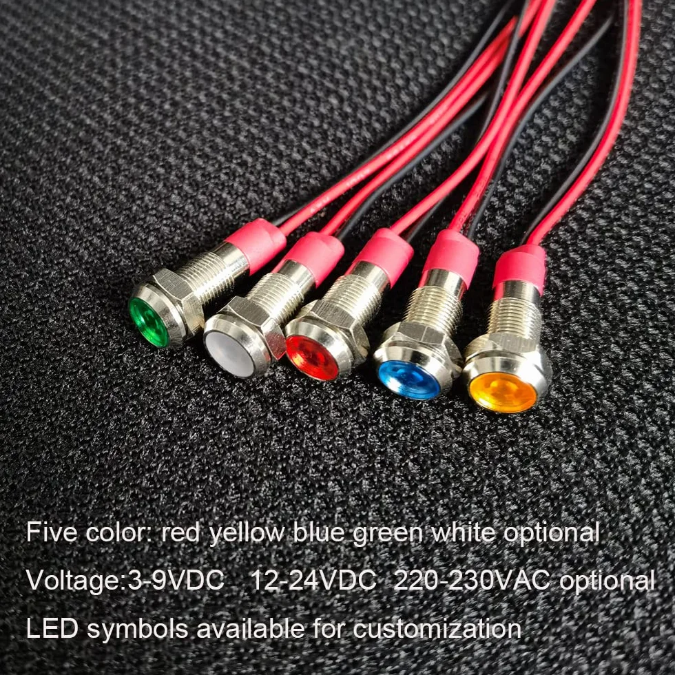 GUUZI Luminose a LED da 6mm, 220V-230V, Impermeabili con Piastra Metallica, Montaggio a Pannello, Testa Piatta (Bianco)