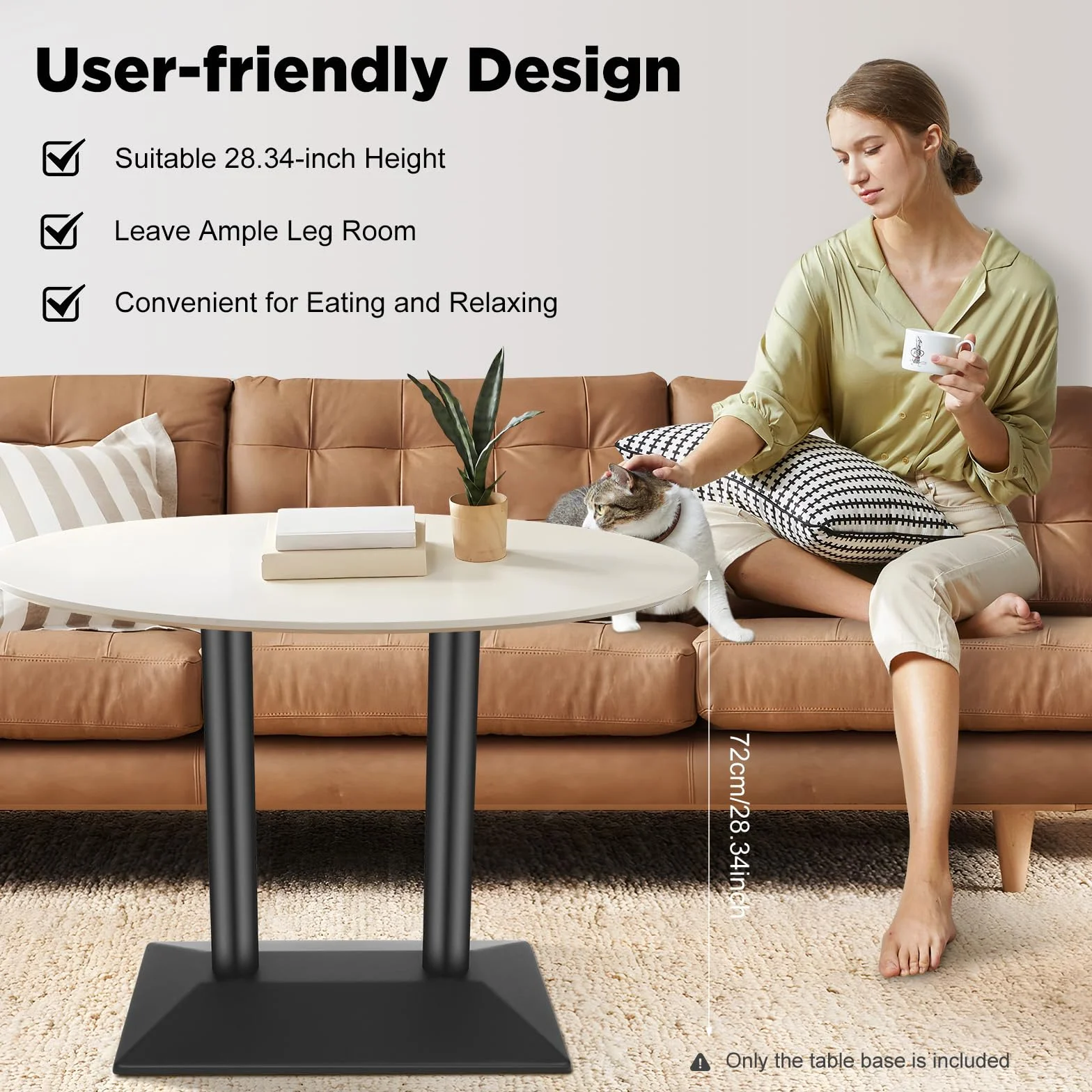 Telaio da tavolo doppio in acciaio da 72 cm – Base da tavolo con 4 viti di livellamento e capacità di carico 800 kg, verniciato a polvere nero (piastra di base 70 x 40 cm) per ristoranti, uffici e