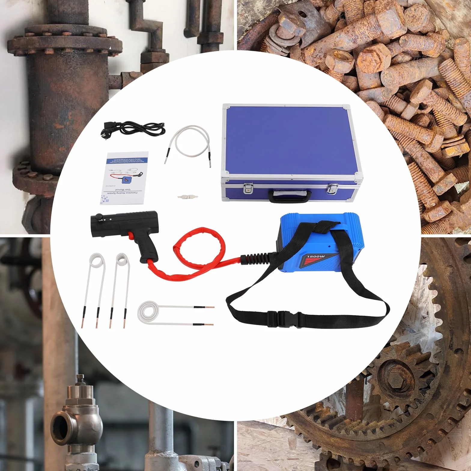 Riscaldatore a induzione magnetico per auto, 1800 W, riscaldamento a induzione magnetico con bobine di riscaldamento per automobili, viti, dadi