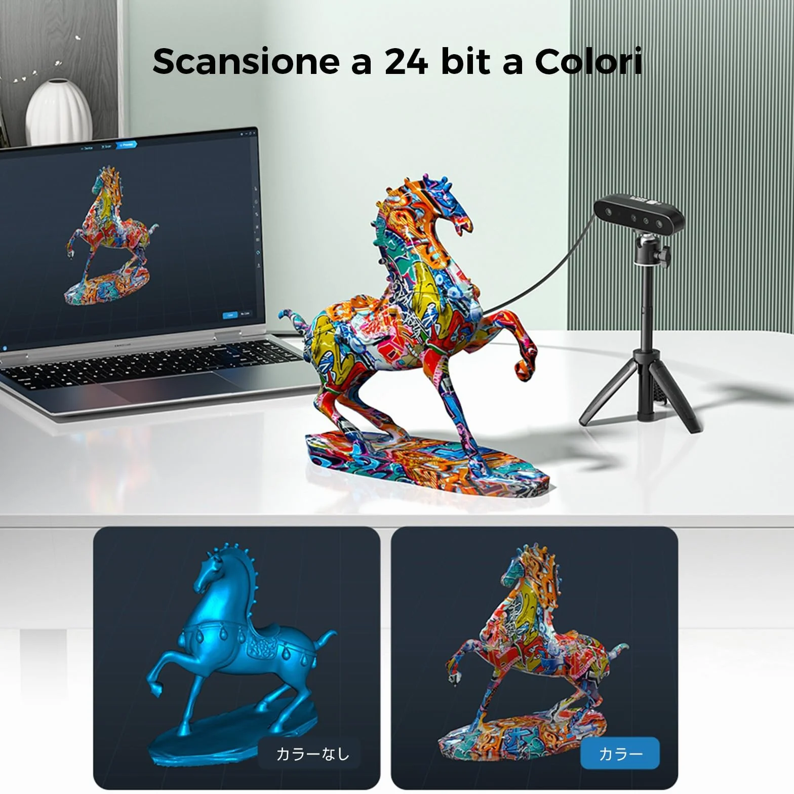 Creality CR-Scan Ferret SE - Scanner 3D per Stampa 3D, 0.1 mm Precisione Scanner da Tavolo con Tracciamento Anti-Shake, 24 Bit Full-color, 30 FPS (Velocità Scansione) per Windows macOS