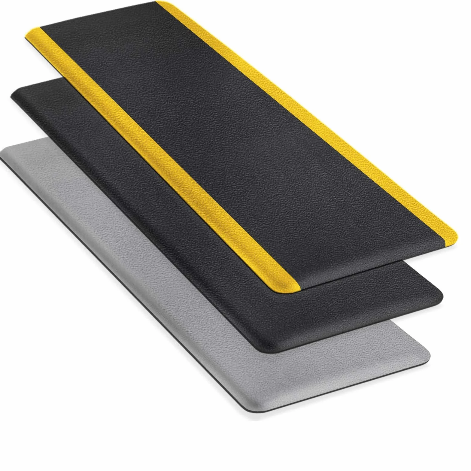 Tappetino anti-stanchezza, per postazioni di lavoro in piedi | Tappetino ergonomico per un maggiore comfort in piedi e corsa | antiscivolo e durevole (90 x 200 cm, nero/giallo)