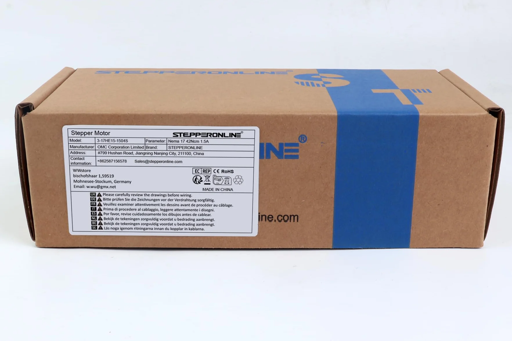 STEPPERONLINE Motore passo-passo 3 pezzi Nema 17 bipolare 42Ncm 1.5A 42x42x39mm 4 fili con cavo da 1 m e connettore per stampante 3D/fresatrice CNC, nero