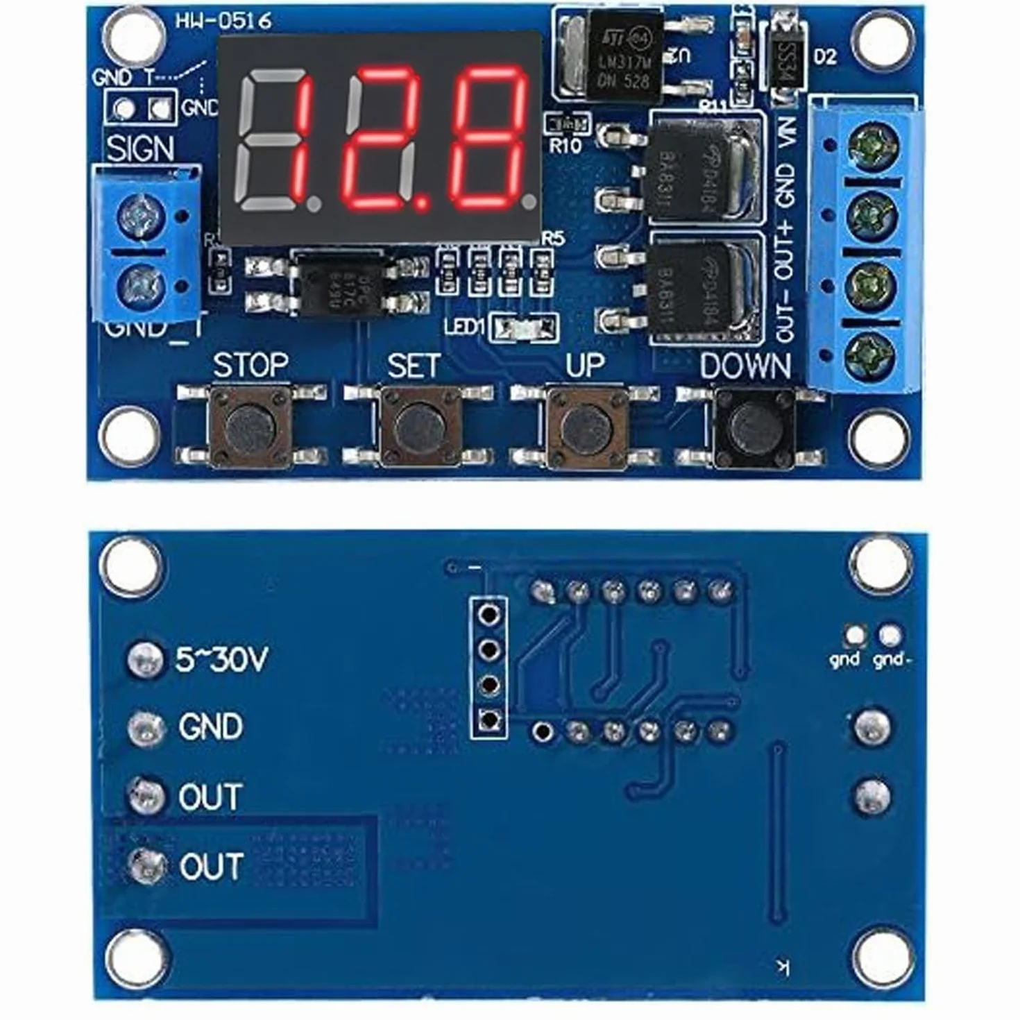 RUNCCI-YUN Rele Temporizzato,DC 5V 12V 24V 36V Trigger Cycle Delay Timer Switch Rele Temporizzato Modulo con Display LED