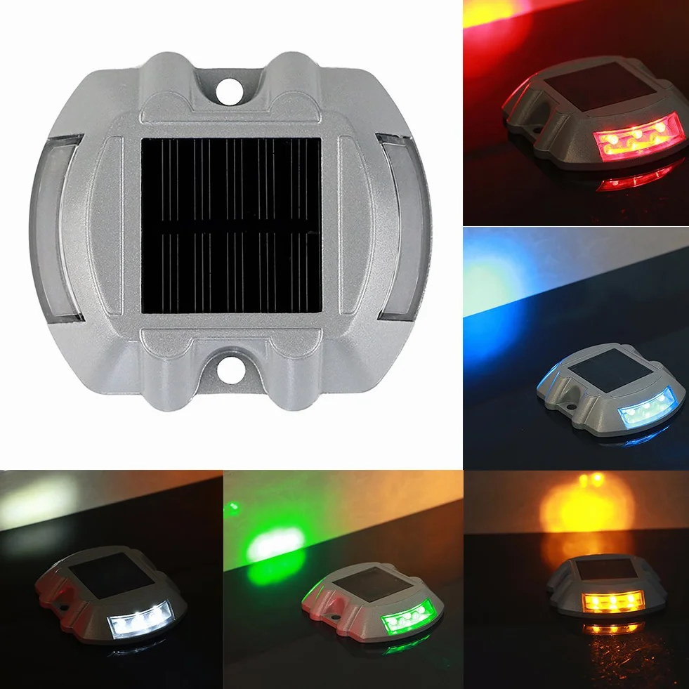 Luci Solari per Deck, Luci LED Road Studs, Lampada di Sicurezza Stradale Lampeggiante di Avvertimento, Marcatura Quadrata per Recinzione Esterna (Blu)