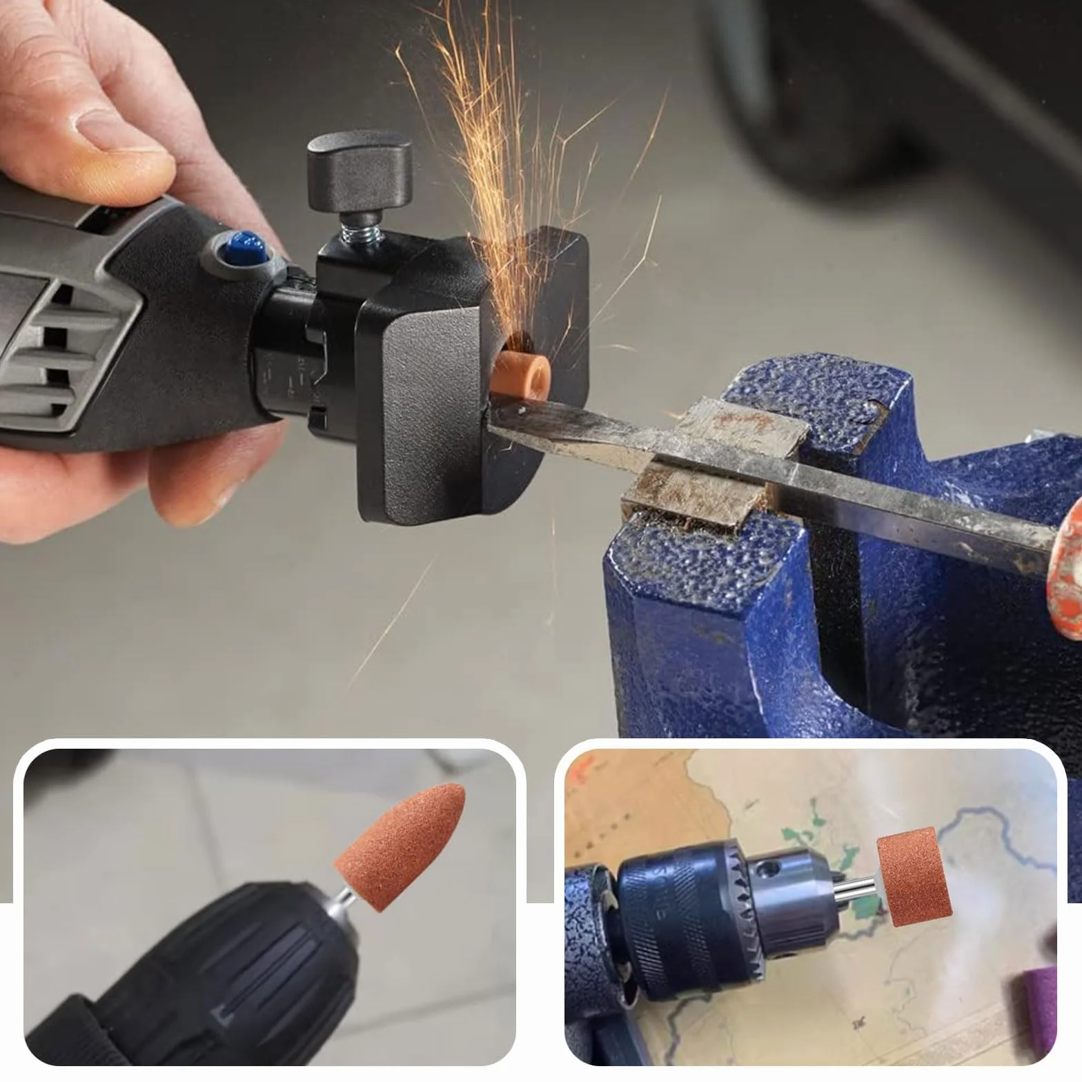 Set di 48 punte abrasive in corindone per Dremel, fusto da 1/8" per levigatura, lucidatura, sbavatura, da utilizzare su pietre preziose, vetro, metallo e legno