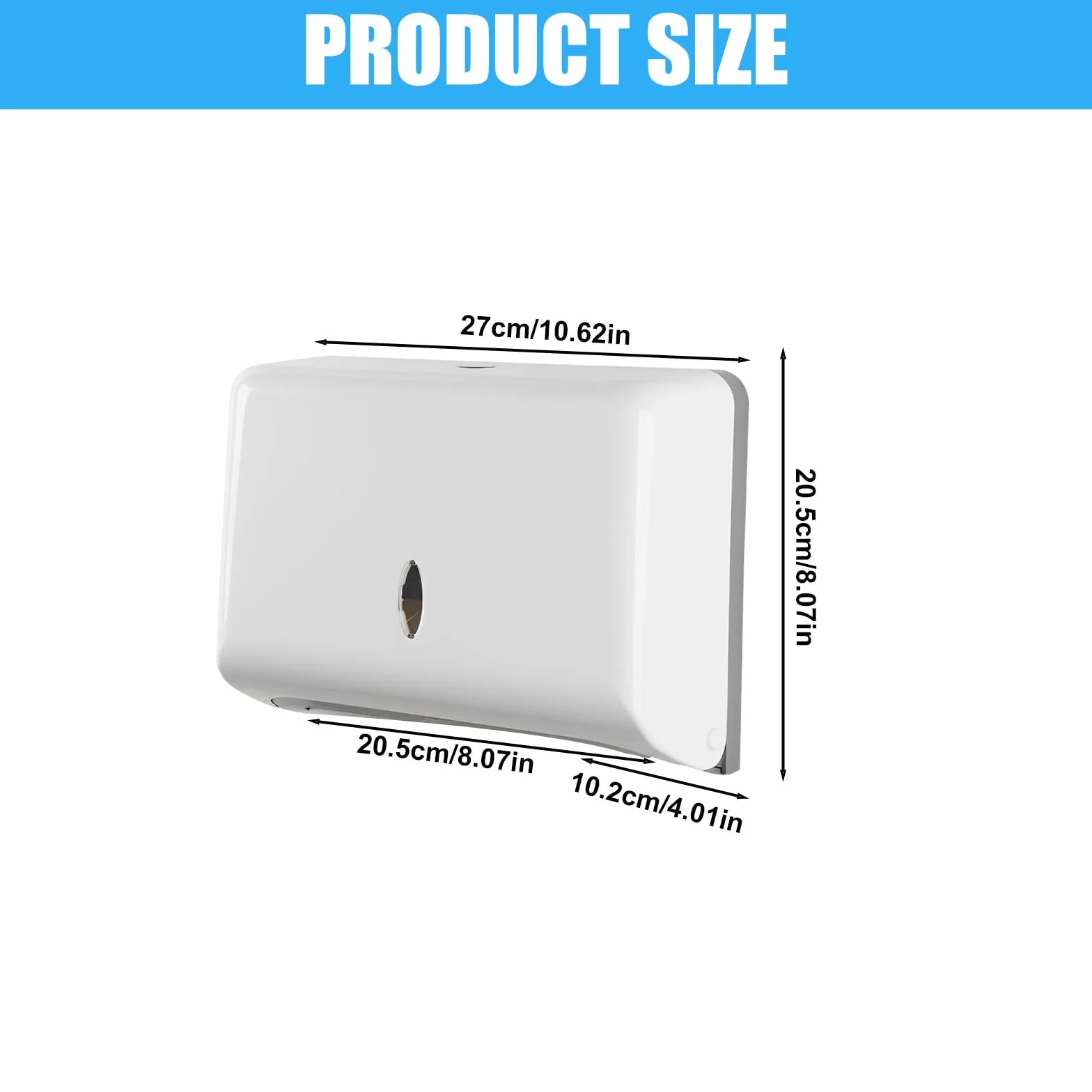 Dispenser di Asciugamani di Carta Non Perforata a Parete 250-400 Fogli Bianco