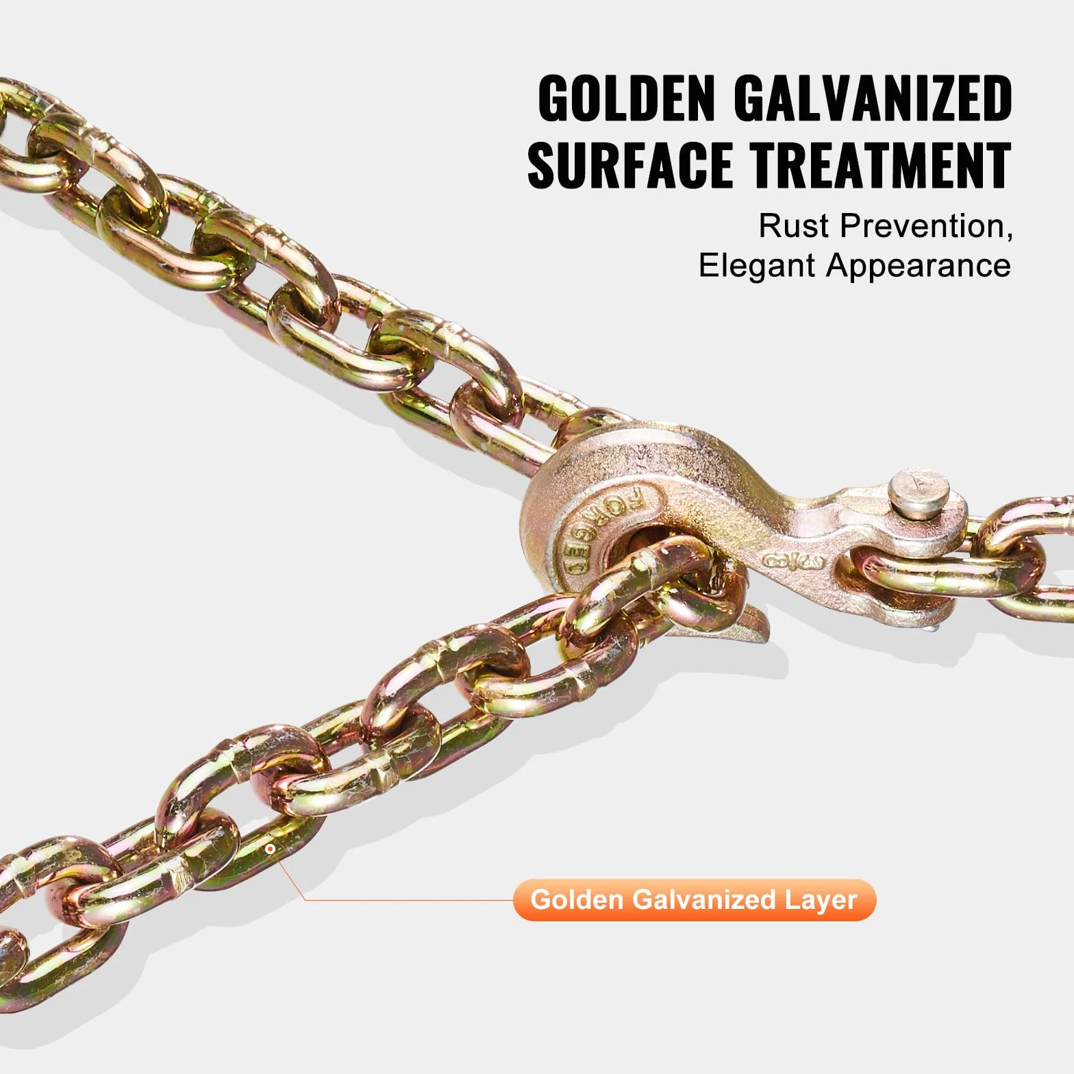 VEVOR Catena di Traino con Ganci a Forcella 2 Pezzi Catene di Trasporto G80 10 mm x 316 cm, Carico Catena per Tronchi 3,22 Tonnellate, per Fissaggio di Attrezzature per Carro Attrezzi