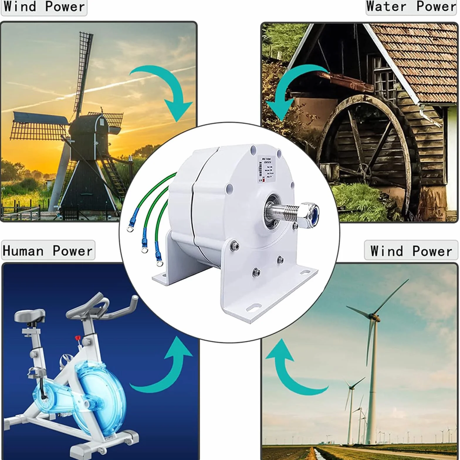Generatore a Magneti Permanenti 3000W/5000W/8000W/10000W Dinamo 12V 24V 48V Generatore Elettrico Trifase Uso Dell'alternatore CA per Turbina eolica ad Acqua,10000W-24V