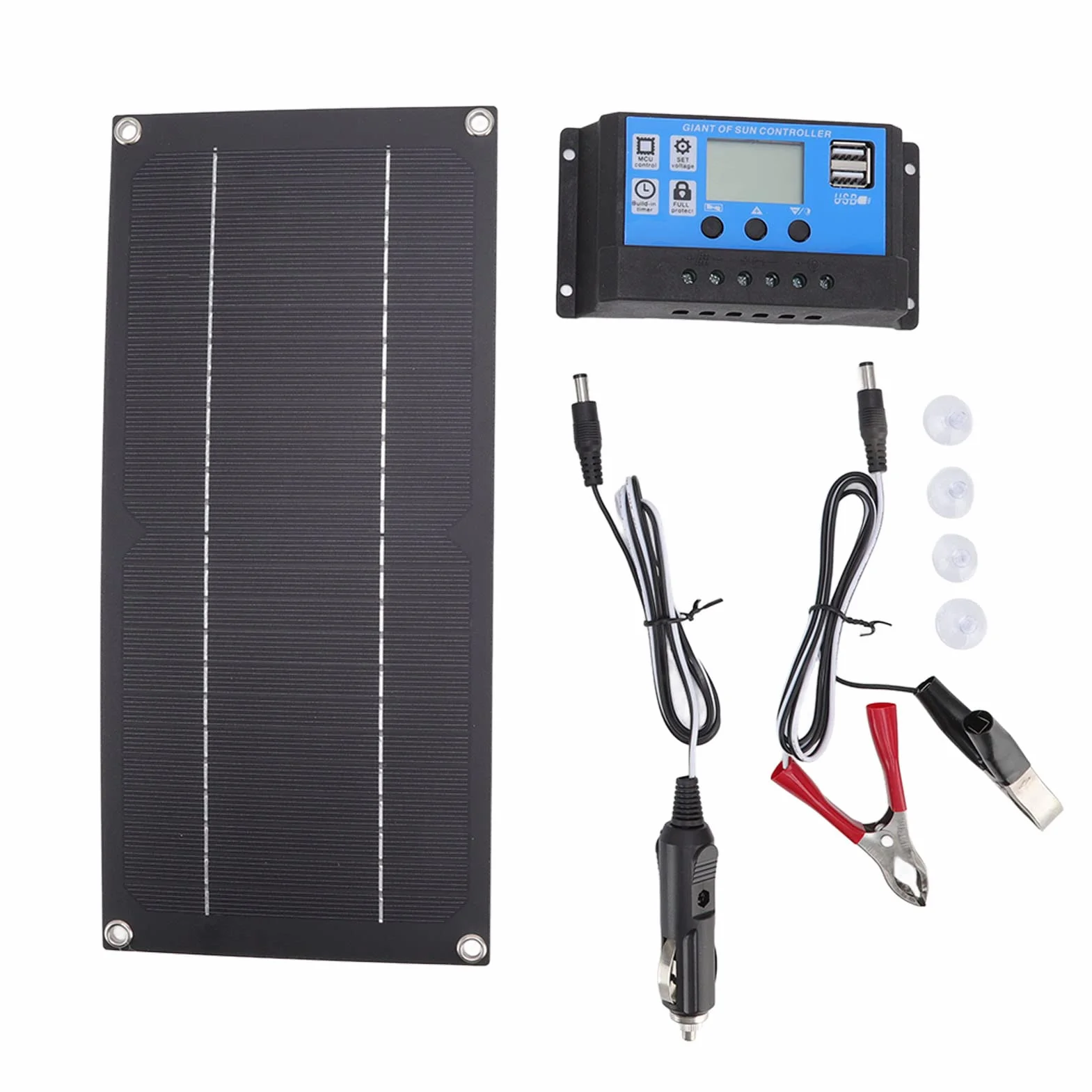 Ejoyous Kit pannello solare 60 W 18 V Solar Panel Kit Cella Solare Esterno Caricatore per Auto RV Barca Caravan Casa Tetto 100 A Caricabatterie