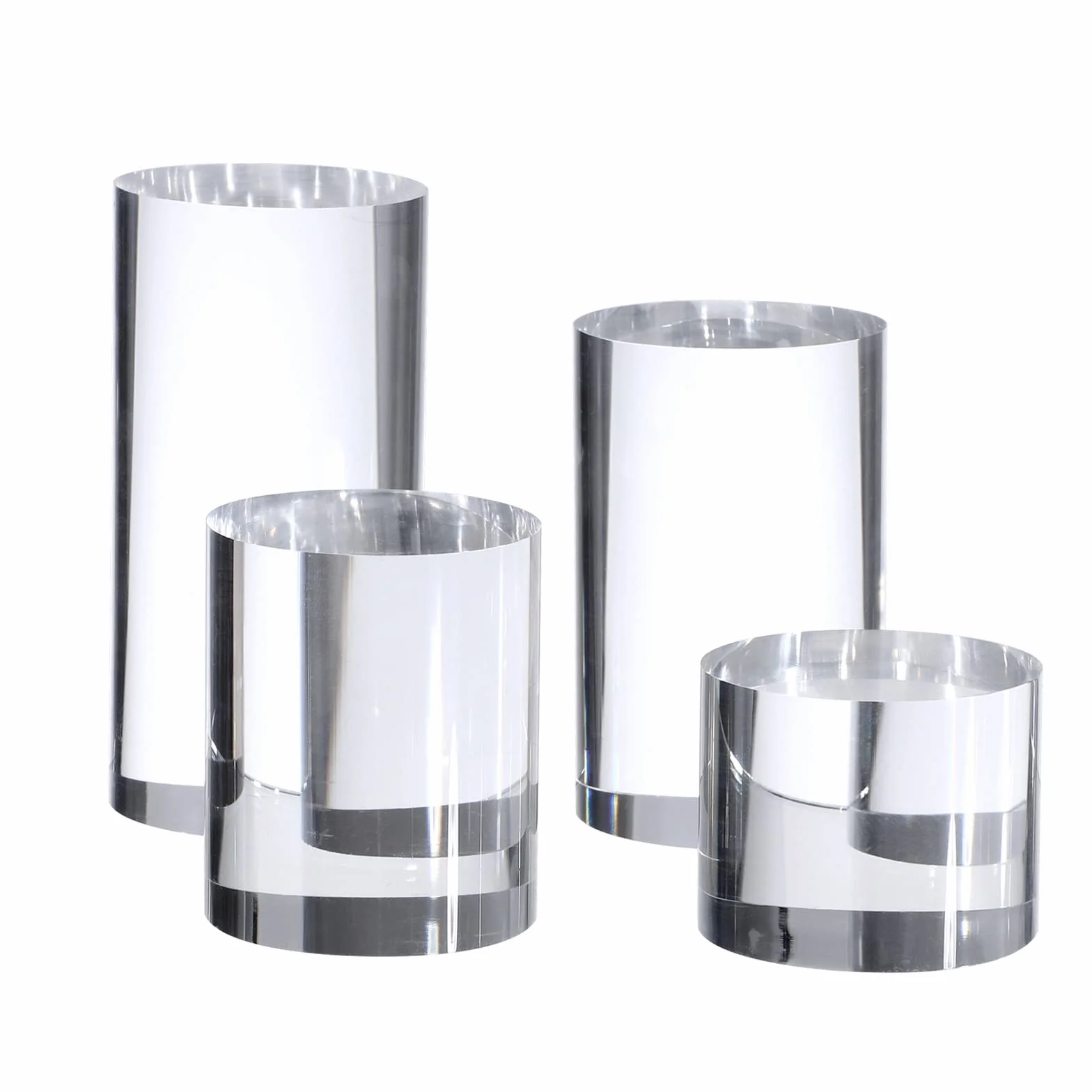 Cilindro a forma di cubo in acrilico lucido trasparente, per fotografie, boutique, cosmetici, armadi, 4 pezzi (cilindro trasparente)