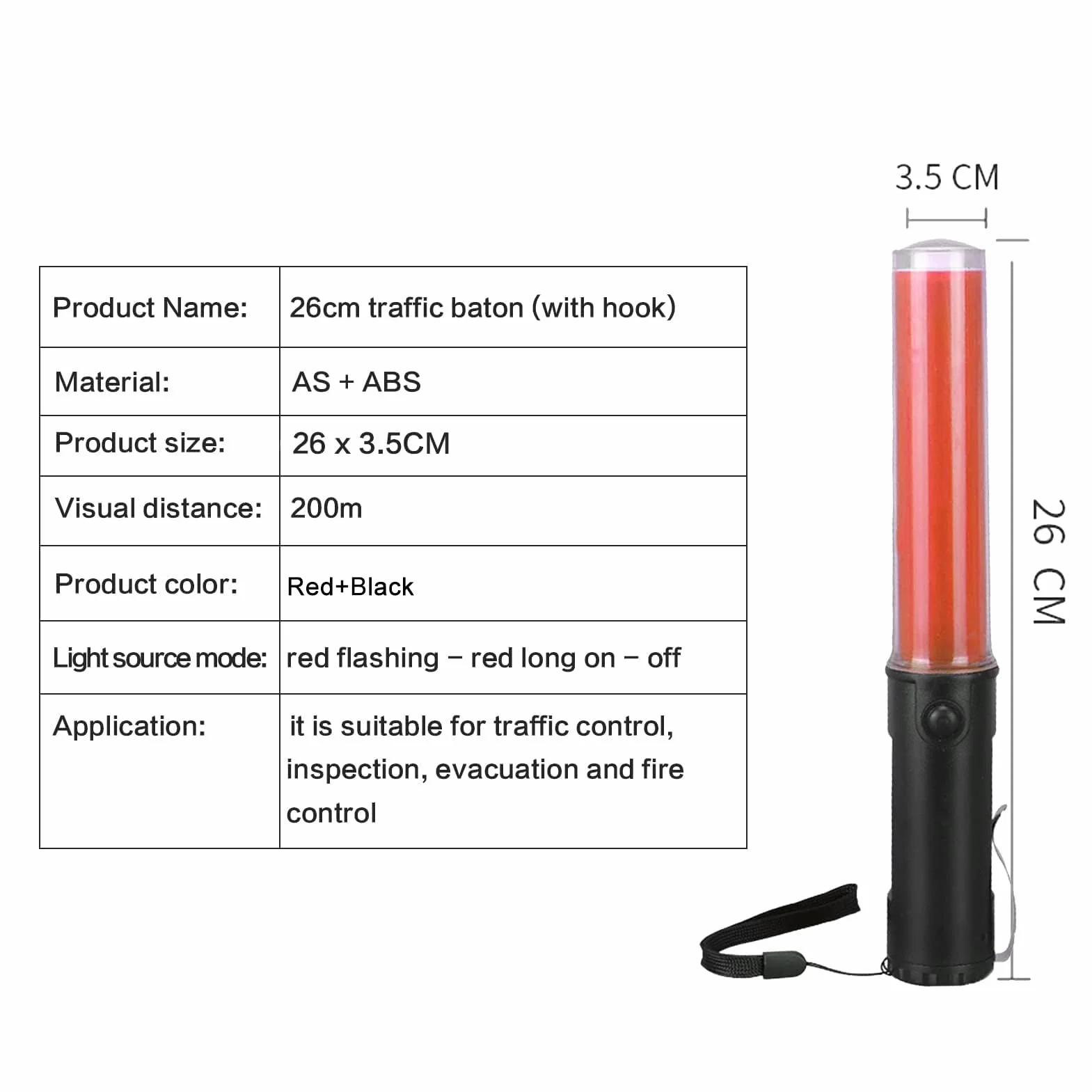 Bastone Led per Il Traffico, Bastone di Sicurezza Led da 26 cm Con Luce Lampeggiante di Segnalazione, Con Torcia + Base Magnetica, per Il Controllo Del Traffico E Le Aree Pubbliche (Rouge)