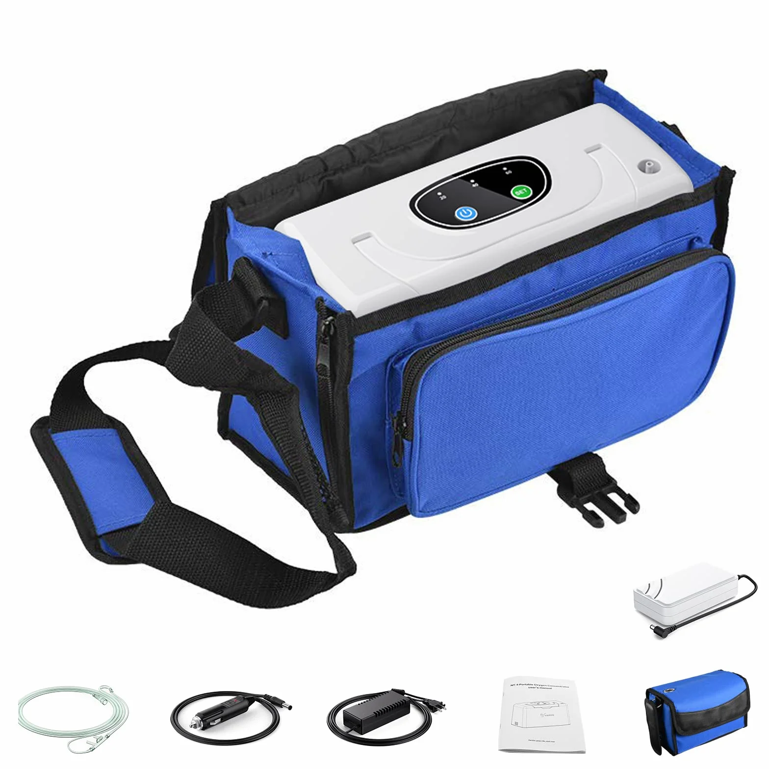 Concentratore di ossigeno portatile, dispositivo di ossigeno per la casa, concentrazione regolabile 3 l/min, macchina ossigeno 30% ± 2,5% di purezza, concentratore di ossigeno portatile per viaggi e a