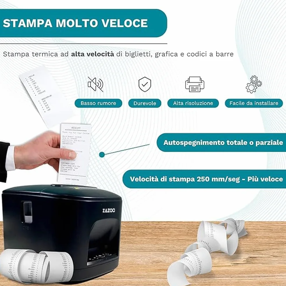Geon Stampante Termica 80mm - Stampa Scontrini - Stampante Senza Inchiostro - Taglio Automatico Completo e Parziale - Connessione USB e Wi-Fi - Velocità 250 mm/s - Compatibile con Windows