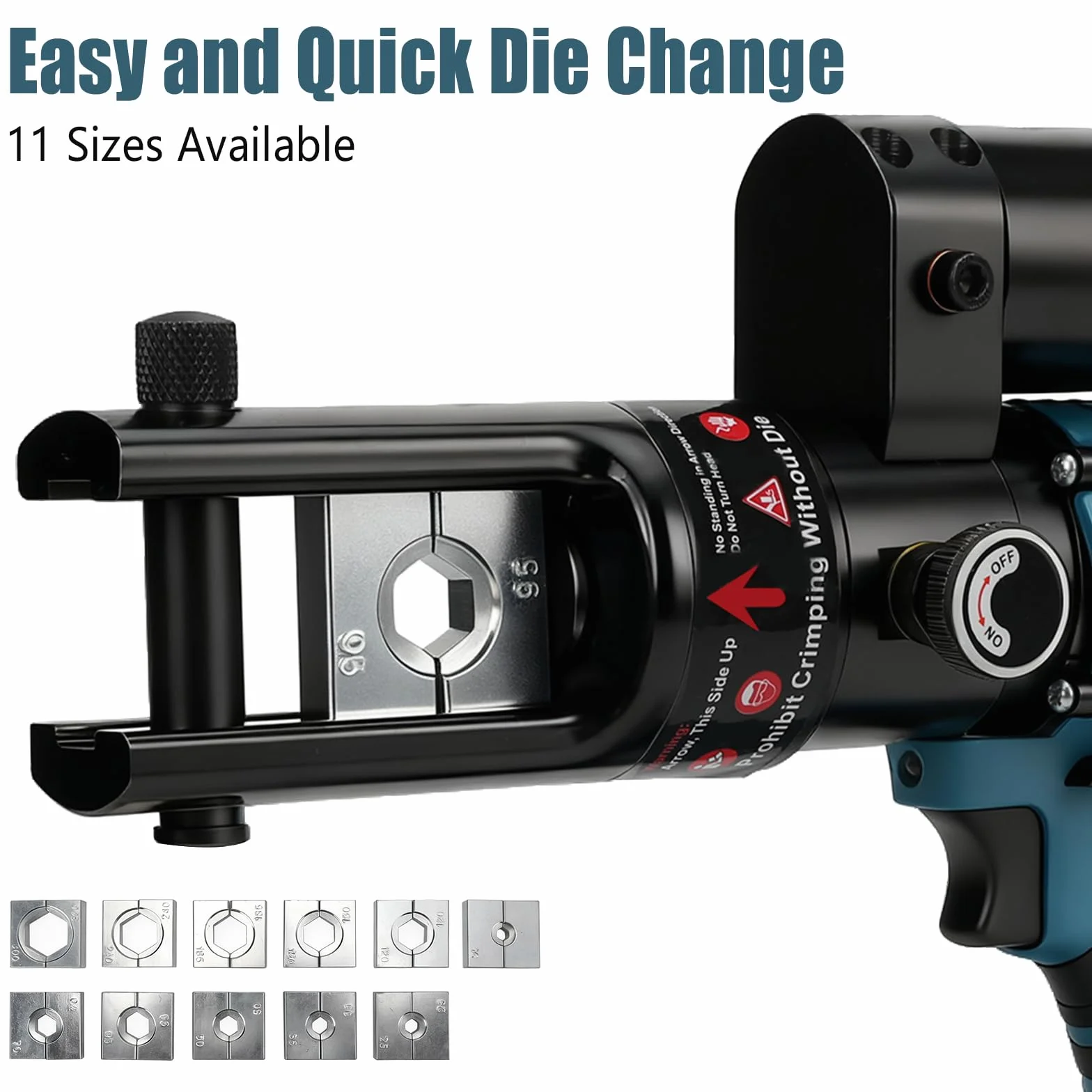 Pinza Crimpatrice Idraulica Compatibile con Makita 18V, Pinza Elettrica per Rame 16-300 mm²/ Capicorda in Alluminio 10-240 mm², Crimpatura Continuo per Cavi e Manicotti (Senza Batteria Caricabatterie)