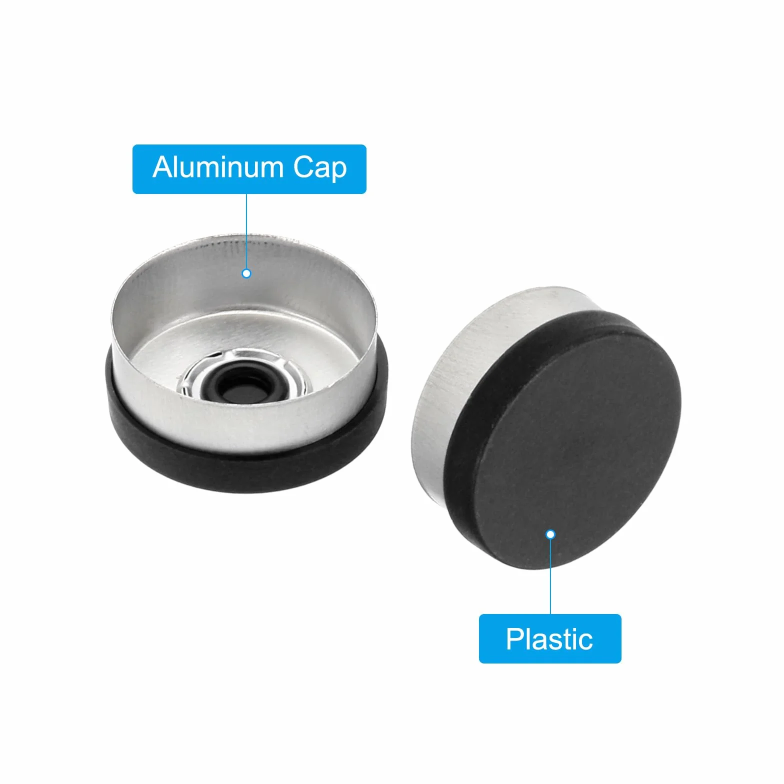 PATIKIL 20mm Tappi A Strappo 200 Pezzi Sigilli Per Fiale Plastica Alluminio Nero