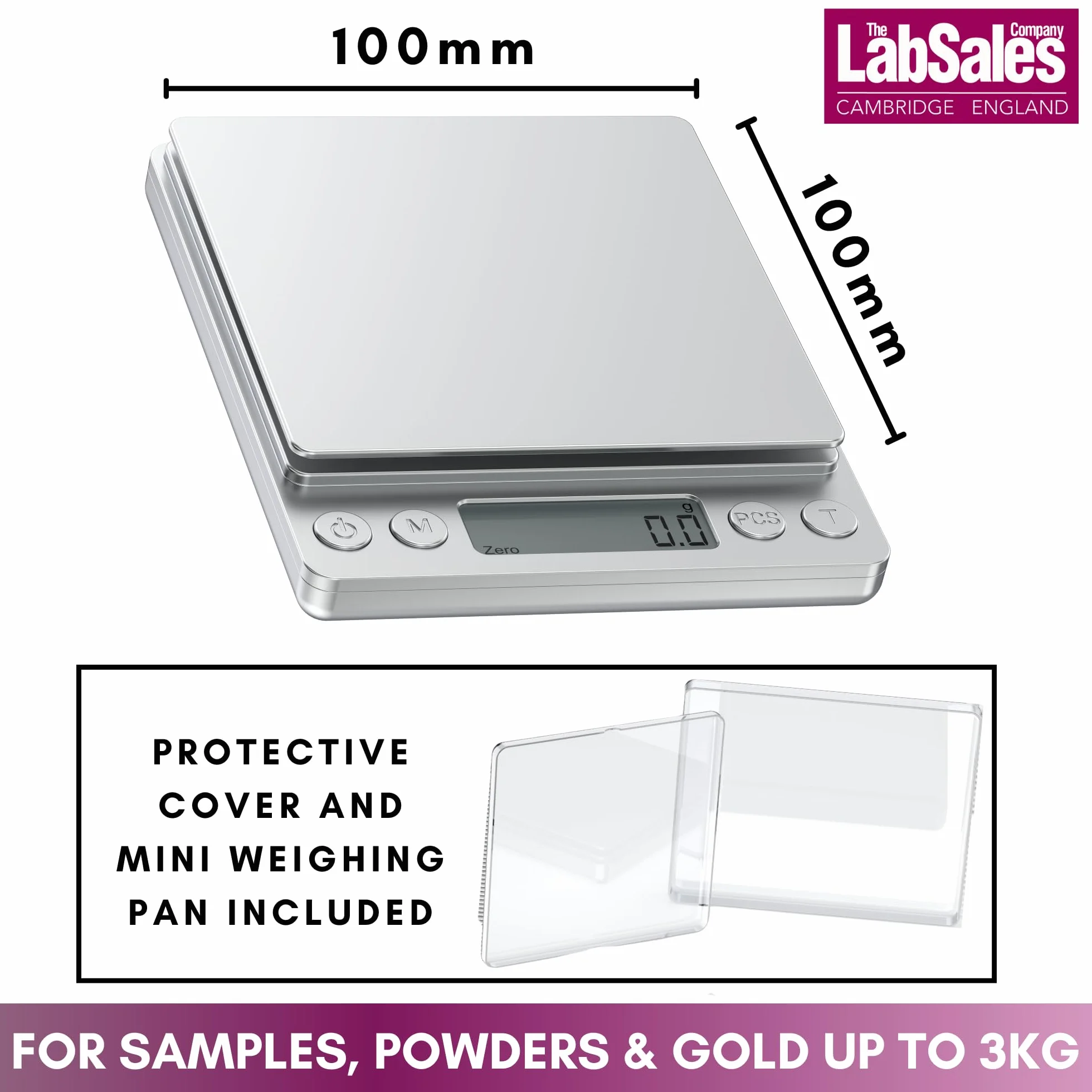 Labsales Academy Basic - Bilancia digitale da laboratorio, mini bilancia analitica da laboratorio, per laboratori e gioiellieri, utilizzata per polveri, oro, gioielli e campioni, 500 g - 3000 g, 0,01