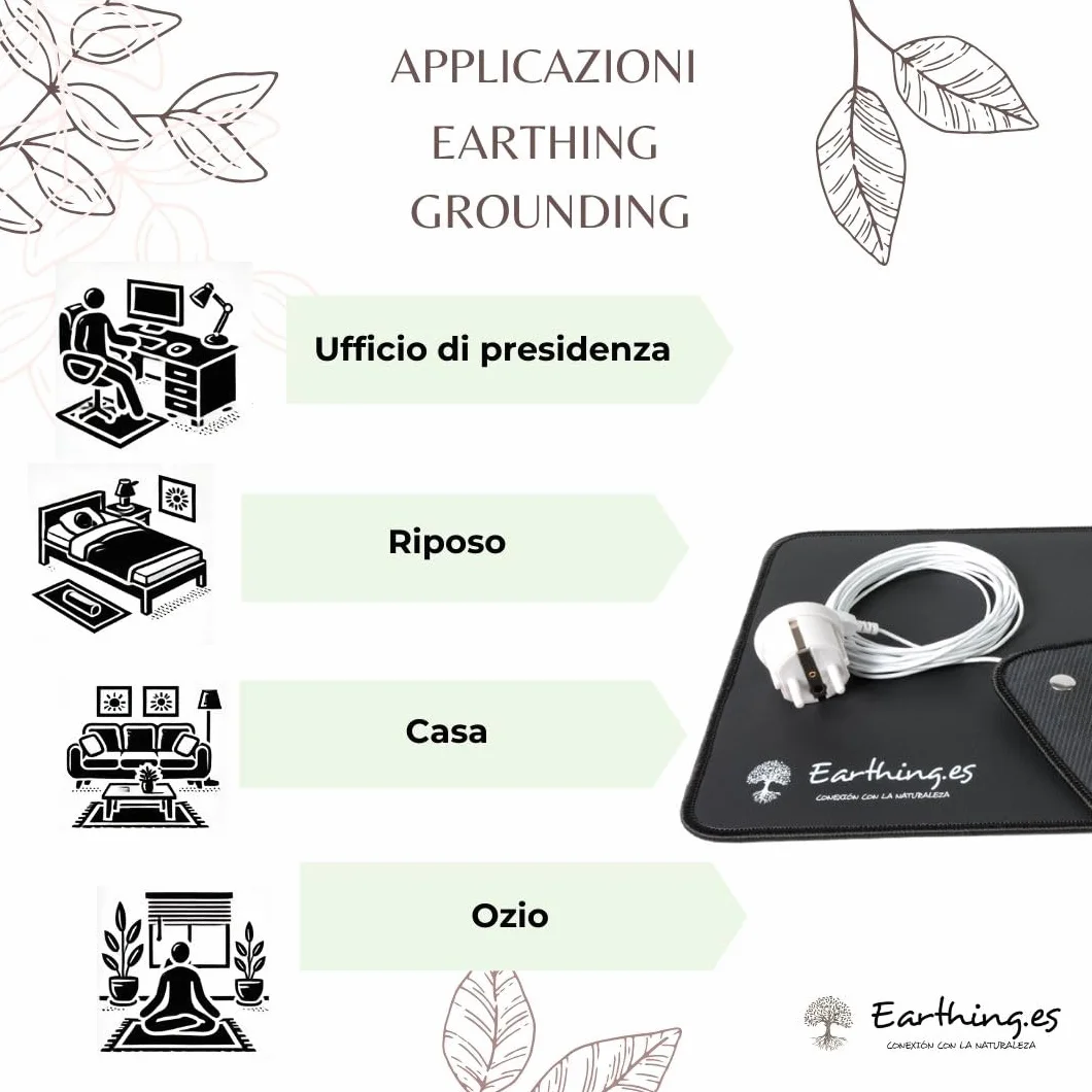 Tappetino Earthing Grounding per Connessione a Terra – Riduzione Stress, Miglioramento Sonno ed Equilibrio Energetico – Salute Naturale da Casa o Ufficio