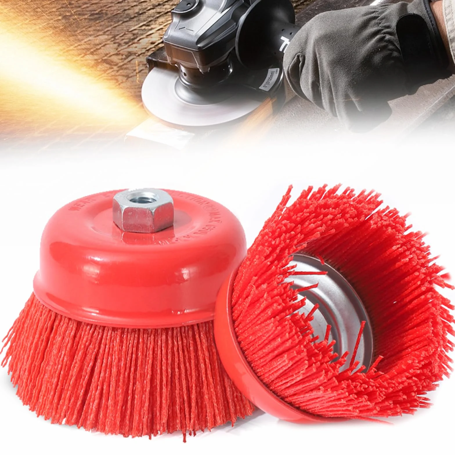 2 Pezzi Spazzola a tazza in Nylon, Spazzola in Nylon 75 mm Spazzola metallica Trapano Spazzola per Smerigliatrice Angolare Spazzole a tazza con filettatura interna M14 per rimuovere ruggine