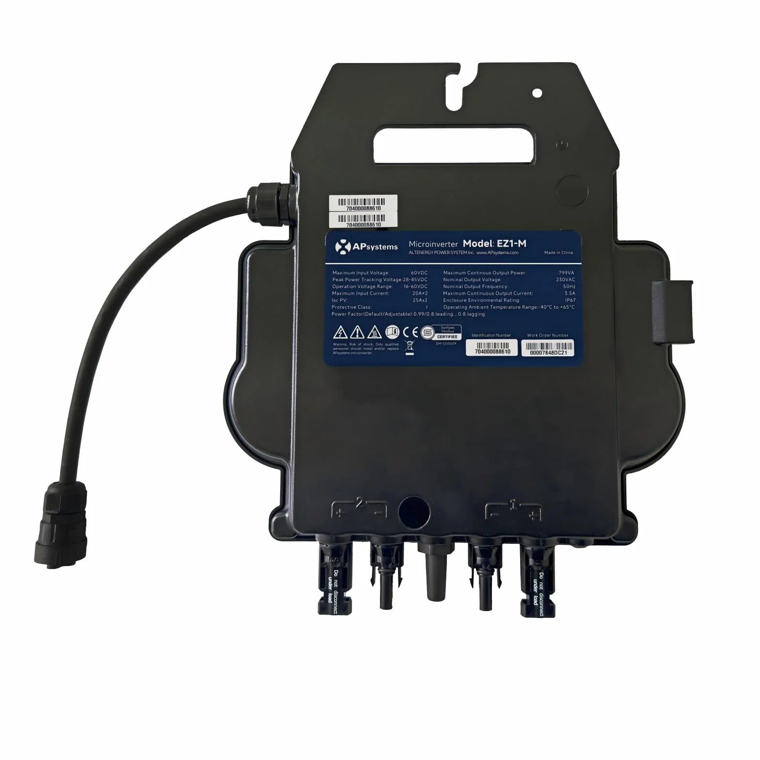 APsystems EZ1-M 600/800W Microinverter con WiFi & Bluetooth, per Impianto Solare da Balcone, fino a 799VA regolabile