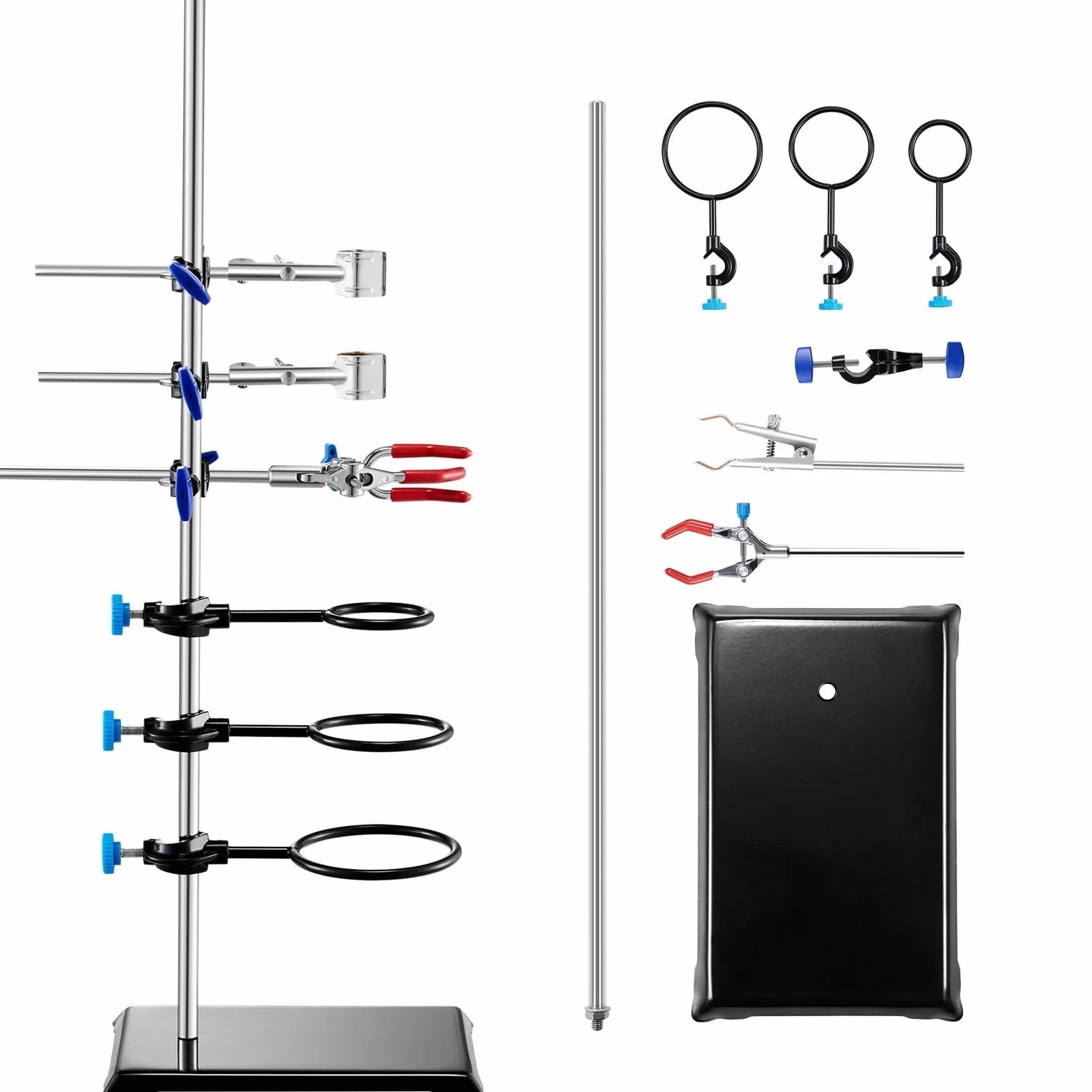 VEVOR Supporto da laboratorio in acciaio 23,6" e base in ghisa 8,3" x 5,3" con morsetti per matracci