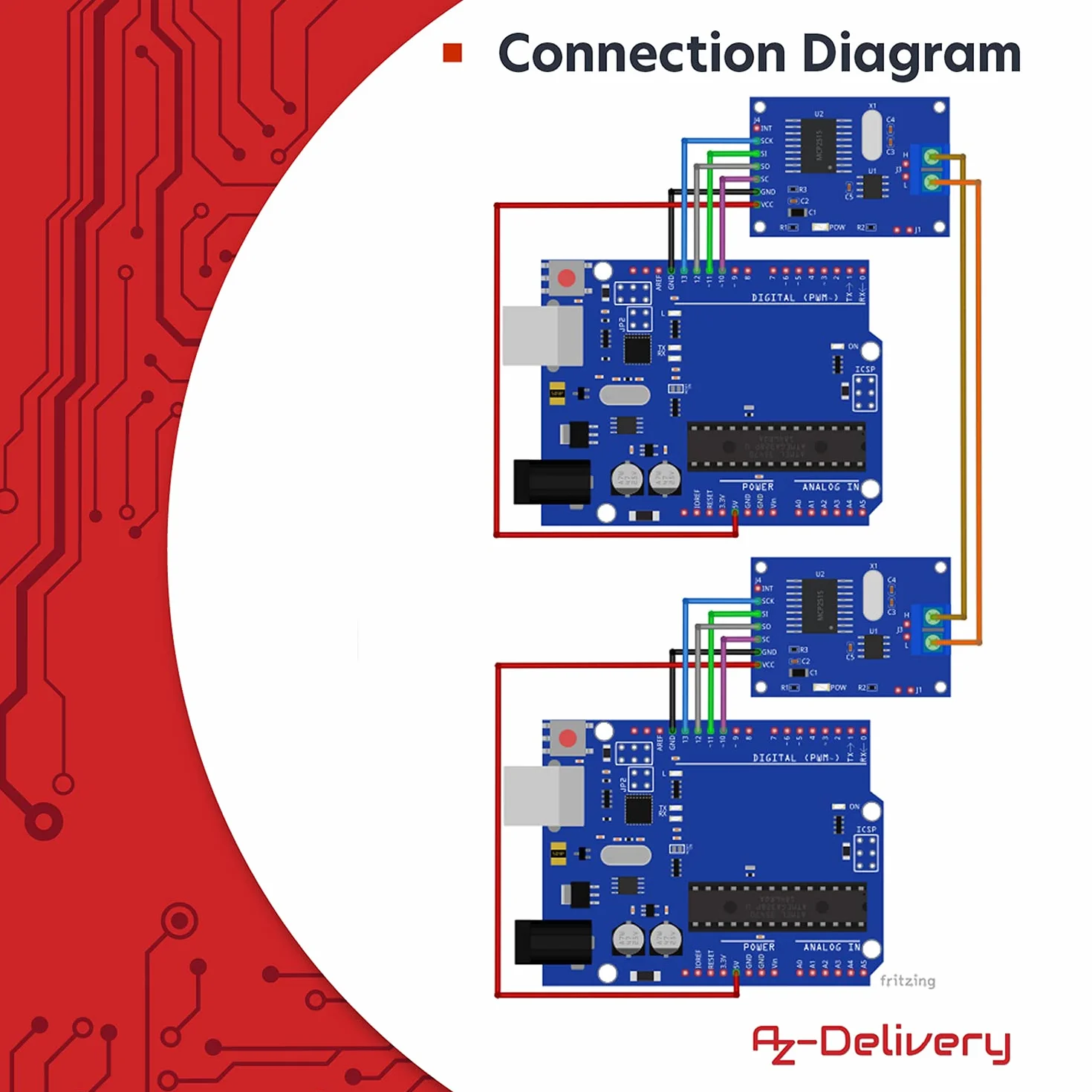 AZDelivery Modulo MCP2515 CAN Bus Shield SPI compatibile con Arduino incluso un E-Book!