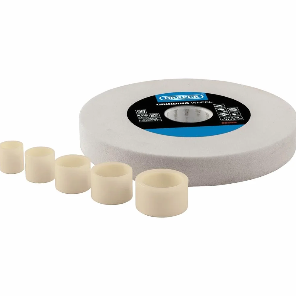 Draper Mola da banco in ossido di alluminio 150x20 mm grana 80 foro 31,75 mm per utensili HSS
