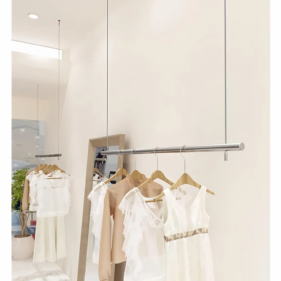 Appendiabiti da soffitto in acciaio inox altezza regolabile