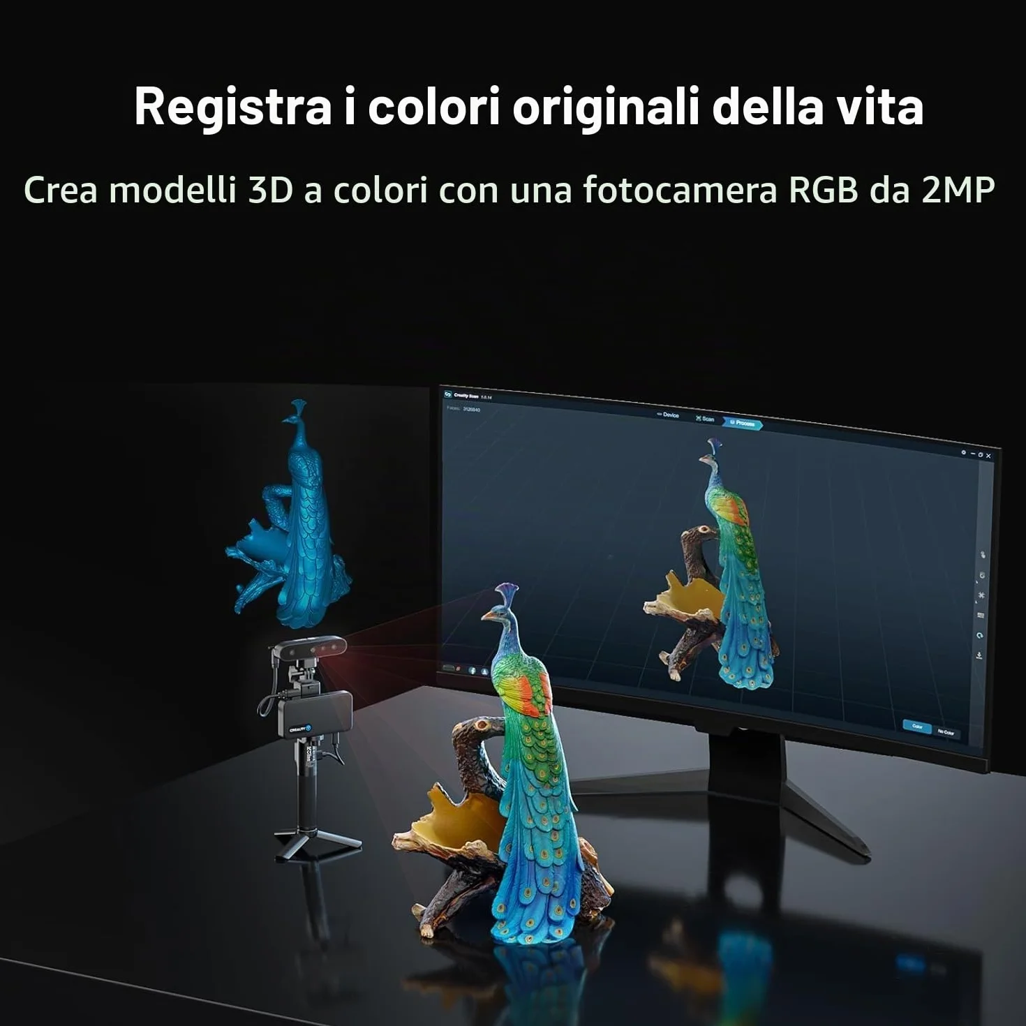 Creality 3D Scanner Ferret Pro, scanner 3D ufficiale CR Scan Ferret Pro, scansione wireless, tracciamento anti-vibrazione, scansione a colori veloce, precisione di 0,1 mm