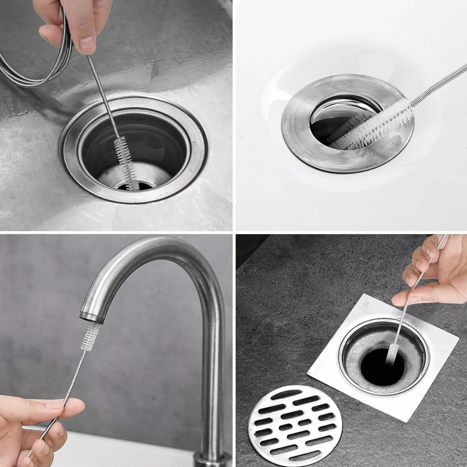 Spazzola flessibile per la pulizia del lavandino di scarico, 150 cm,spazzola per la pulizia del frigorifero,Spazzola per Tubi in Acciaio Inox,Strumento,per lavello