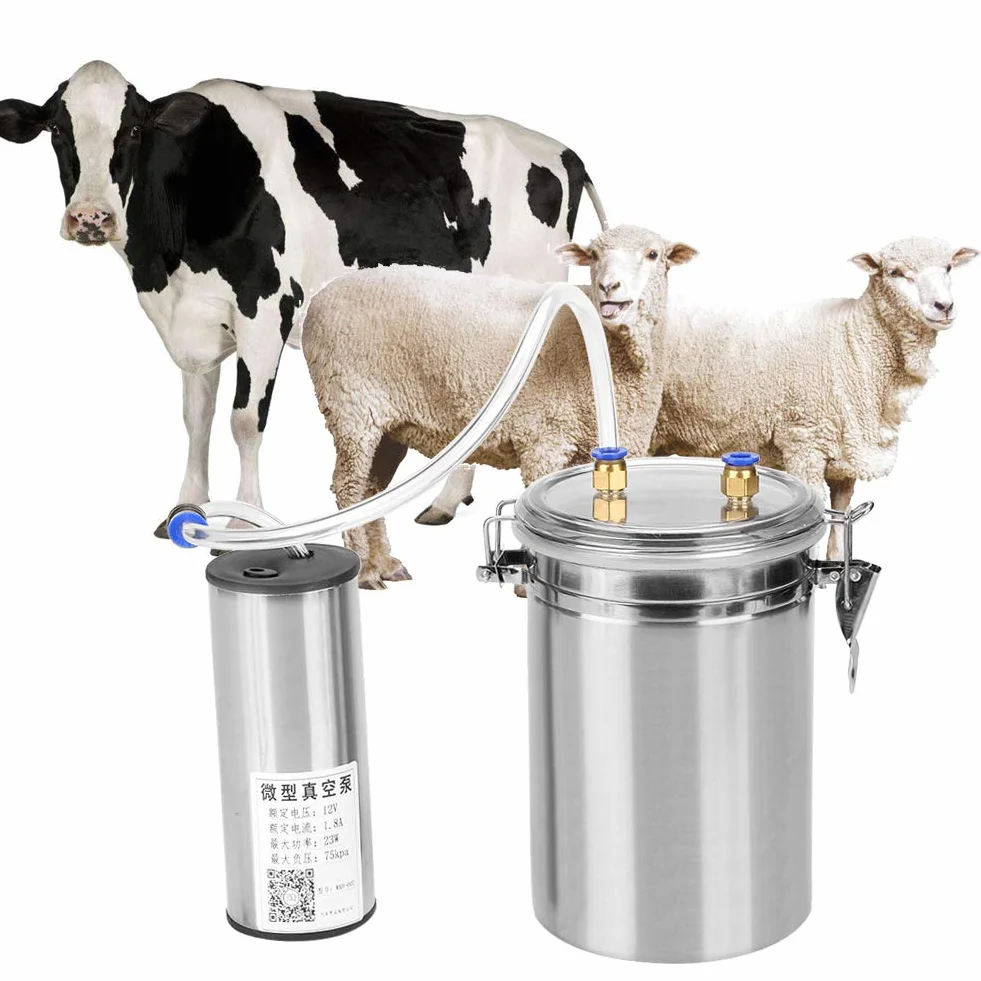Mungitrice elettrica, mungitrice portatile del secchio della pompa del vuoto della macchina di mungitura della capra delle pecore della capra dell'impulso dell'acciaio inossidabile 2L (mucca)